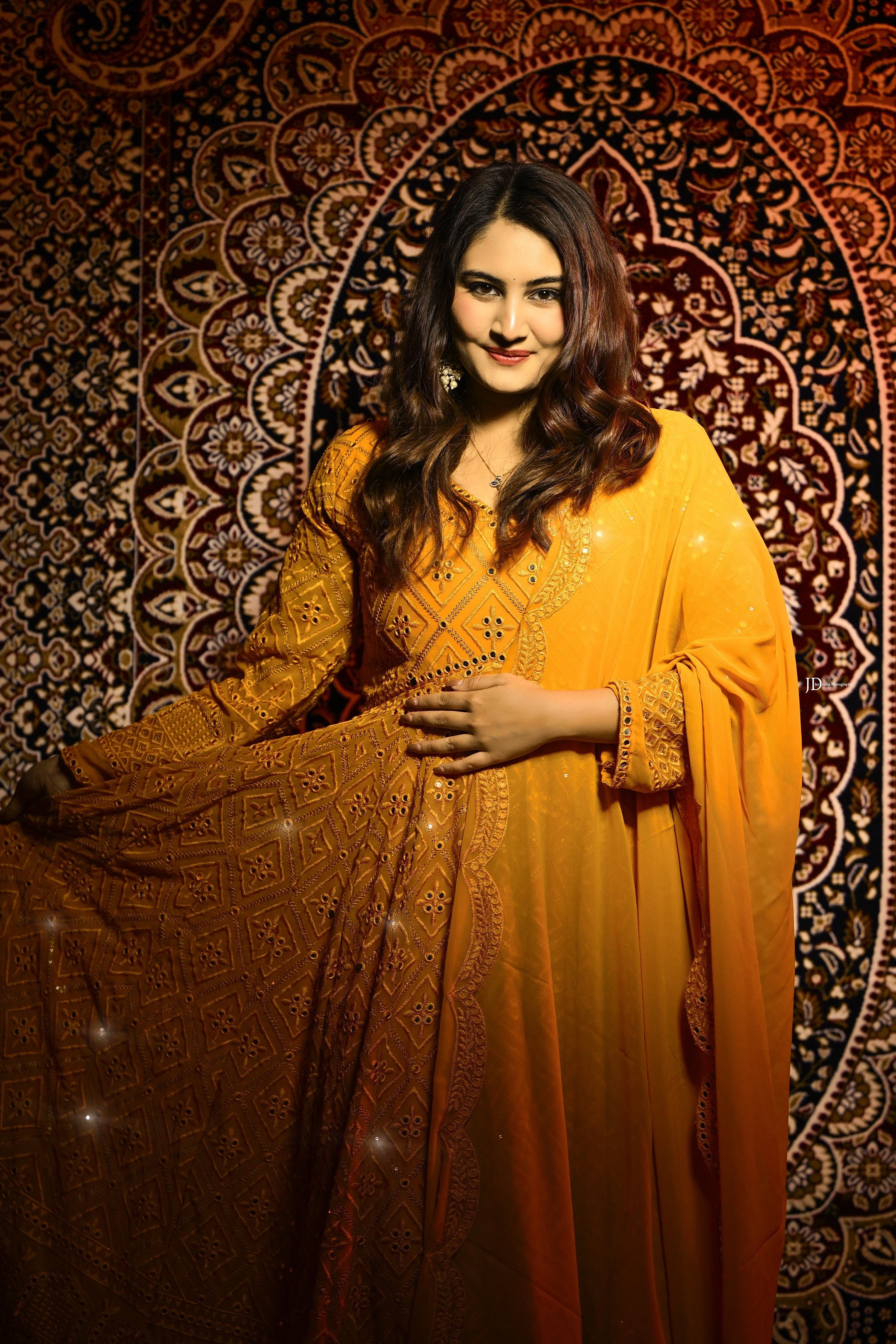 Beautiful Party Wear Anarkali Gown, Pent And Dupatta