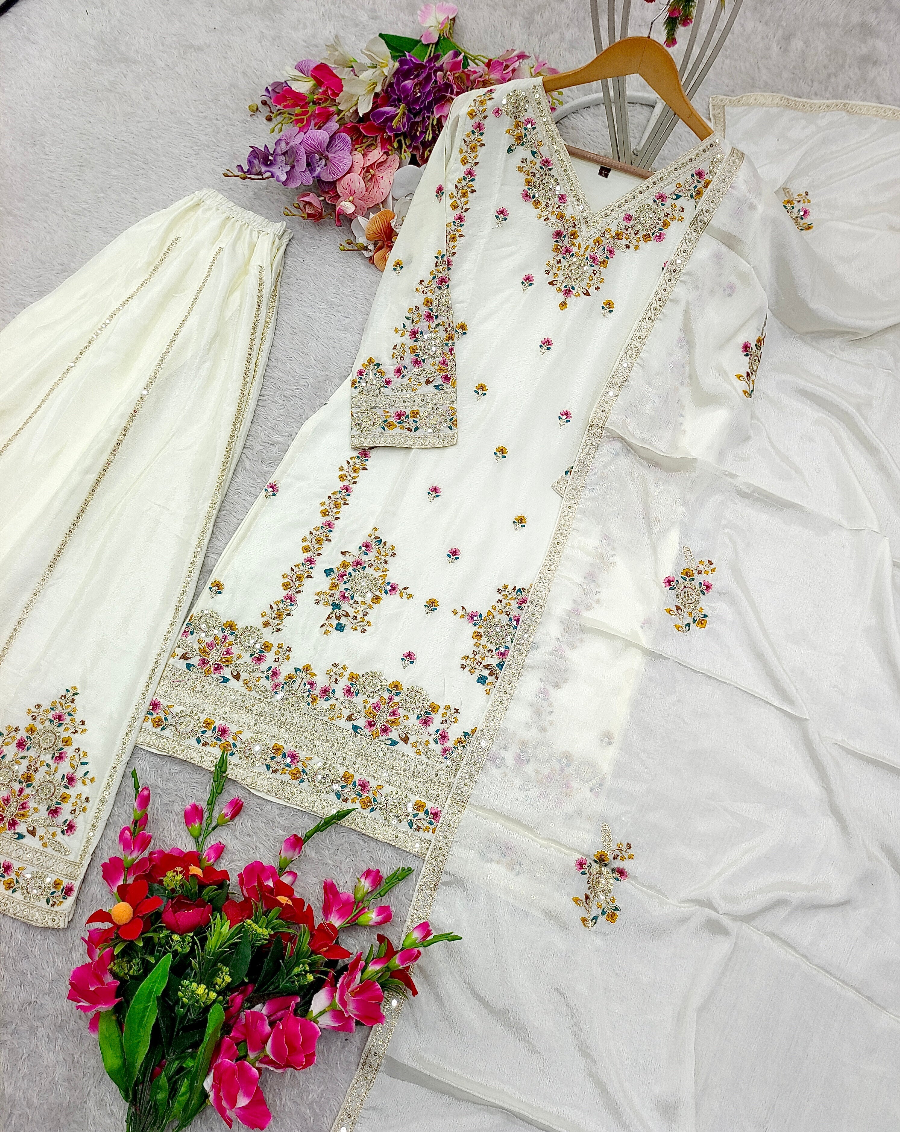 पार्टी वियर डिज़ाइनर टॉप-सररा और दुपट्टा