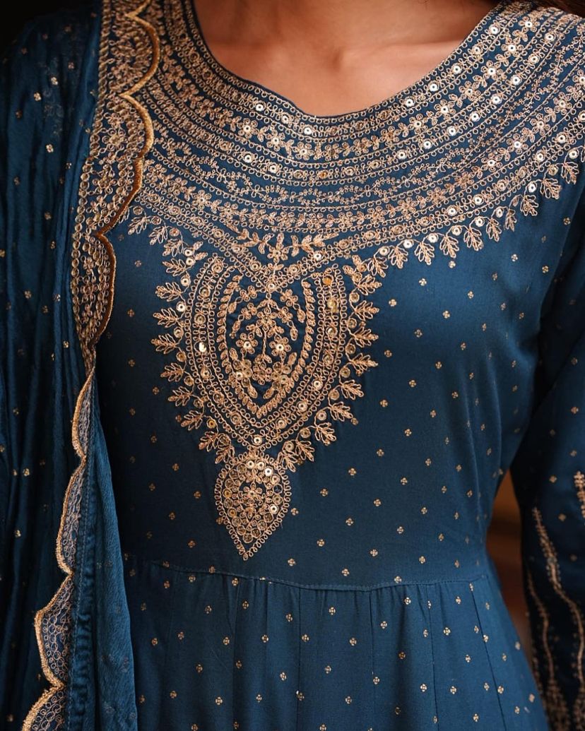 Designer Party Wear Gorgeous Look Gown, Pent And Dupatta