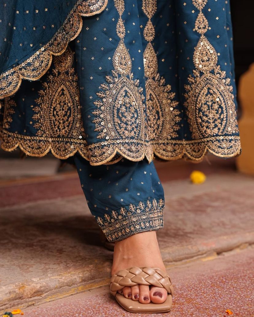 Designer Party Wear Gorgeous Look Gown, Pent And Dupatta