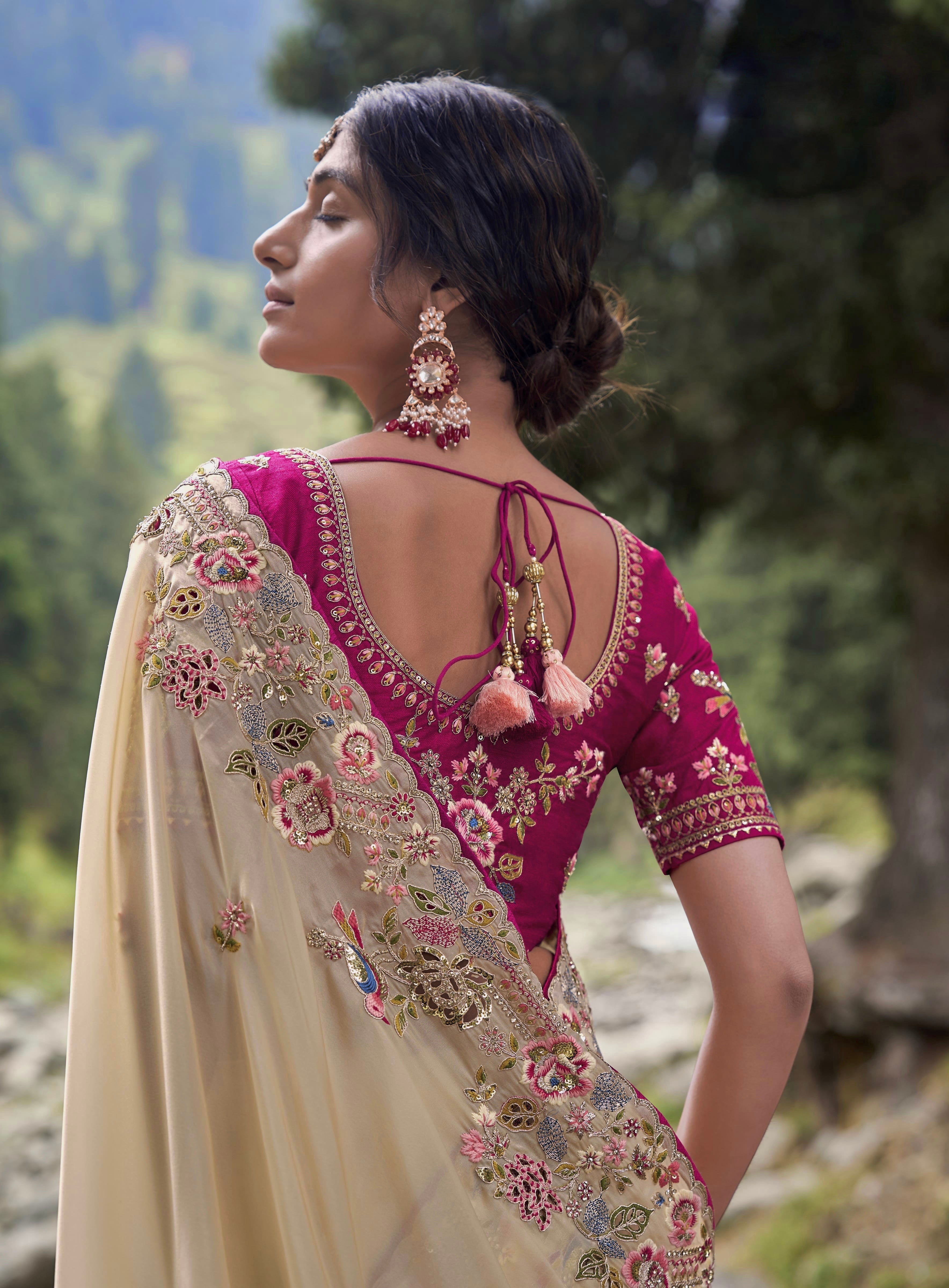 Fancy Saree With  Embroidery Multi Treads, Coding & Sequins Work