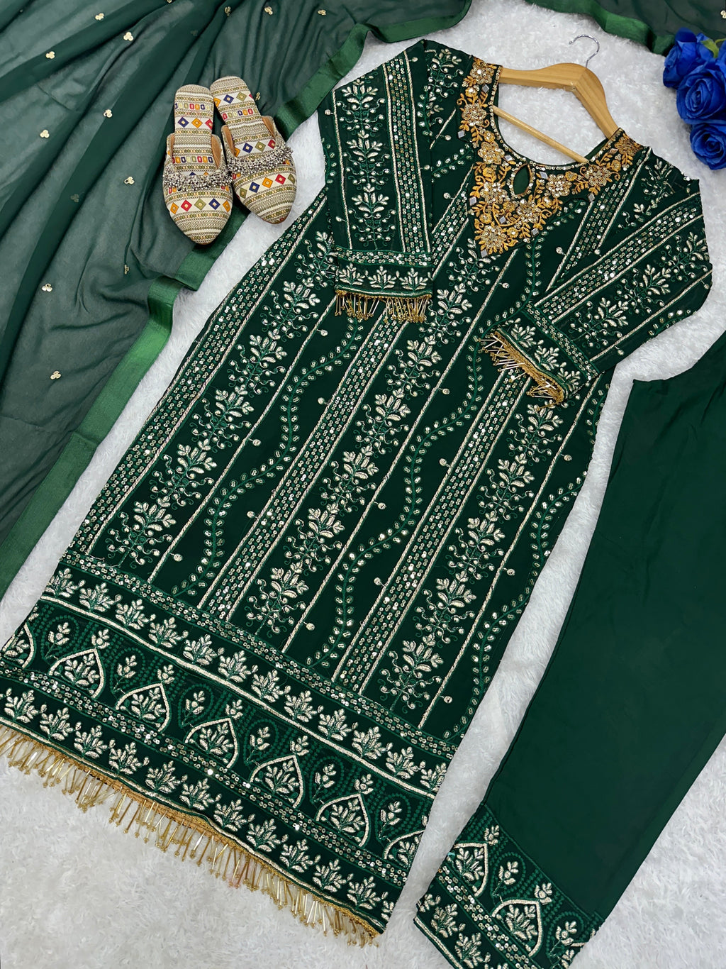 Beautiful Party Wear Top And Pent With Dupatta