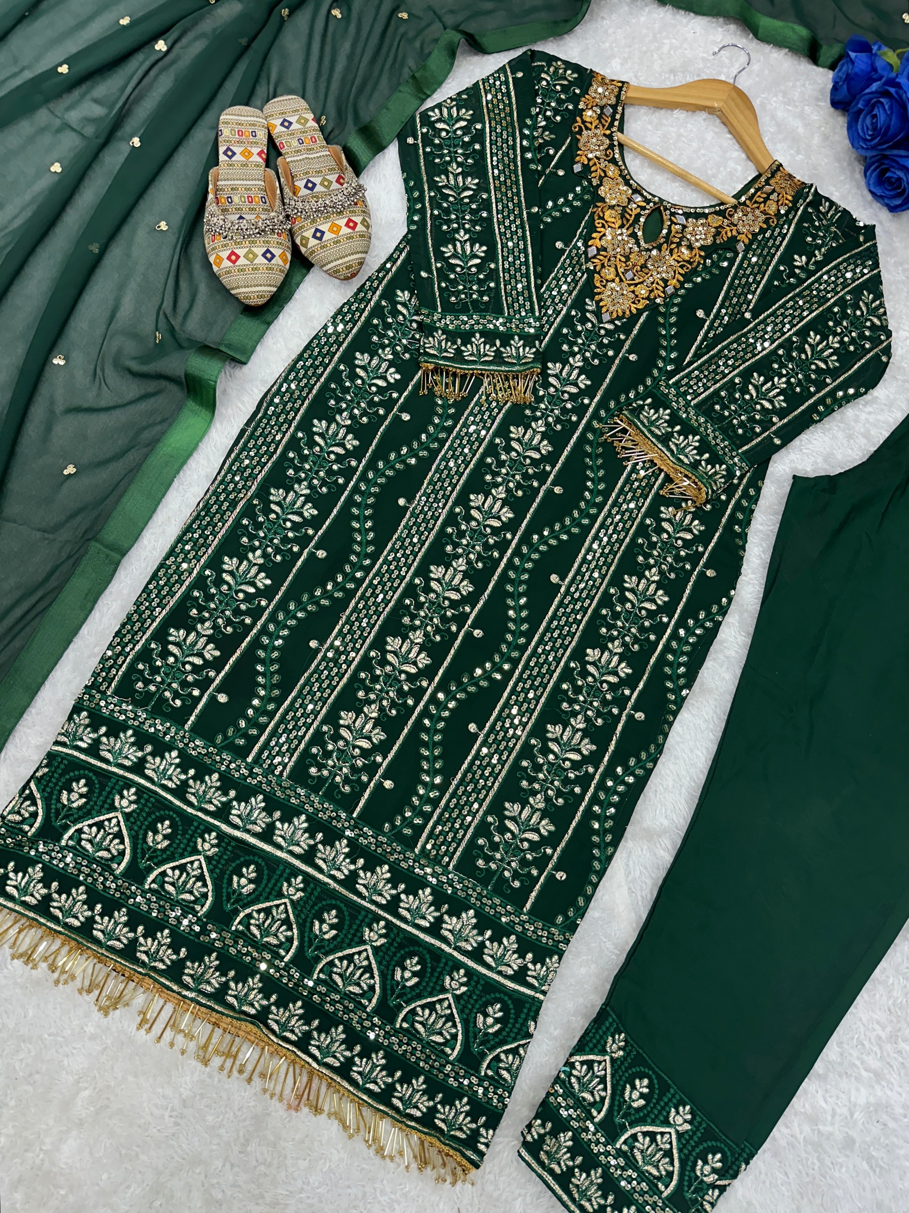 Beautiful Party Wear Top And Pent With Dupatta