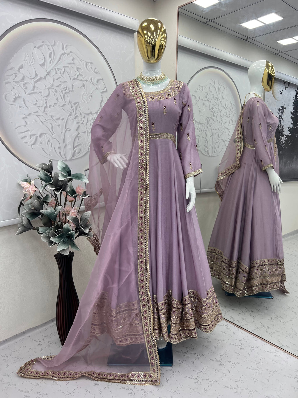 Designer Party Wear Gown, Pant And Beautiful Dupatta
