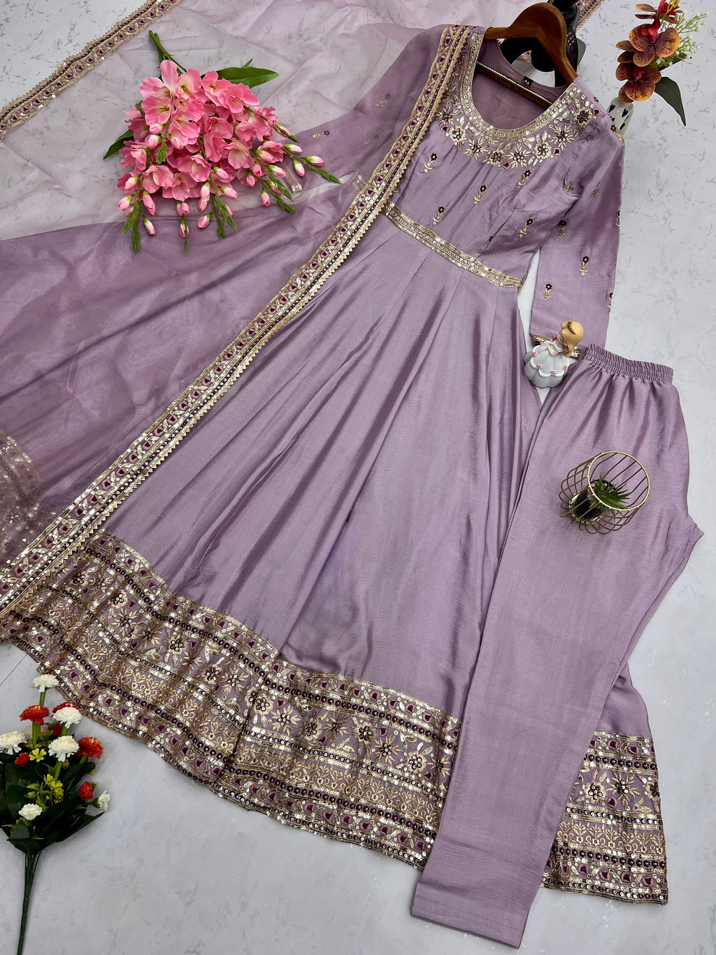 Designer Party Wear Gown, Pant And Beautiful Dupatta