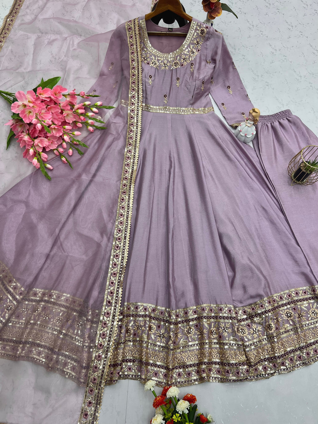 Designer Party Wear Gown, Pant And Beautiful Dupatta