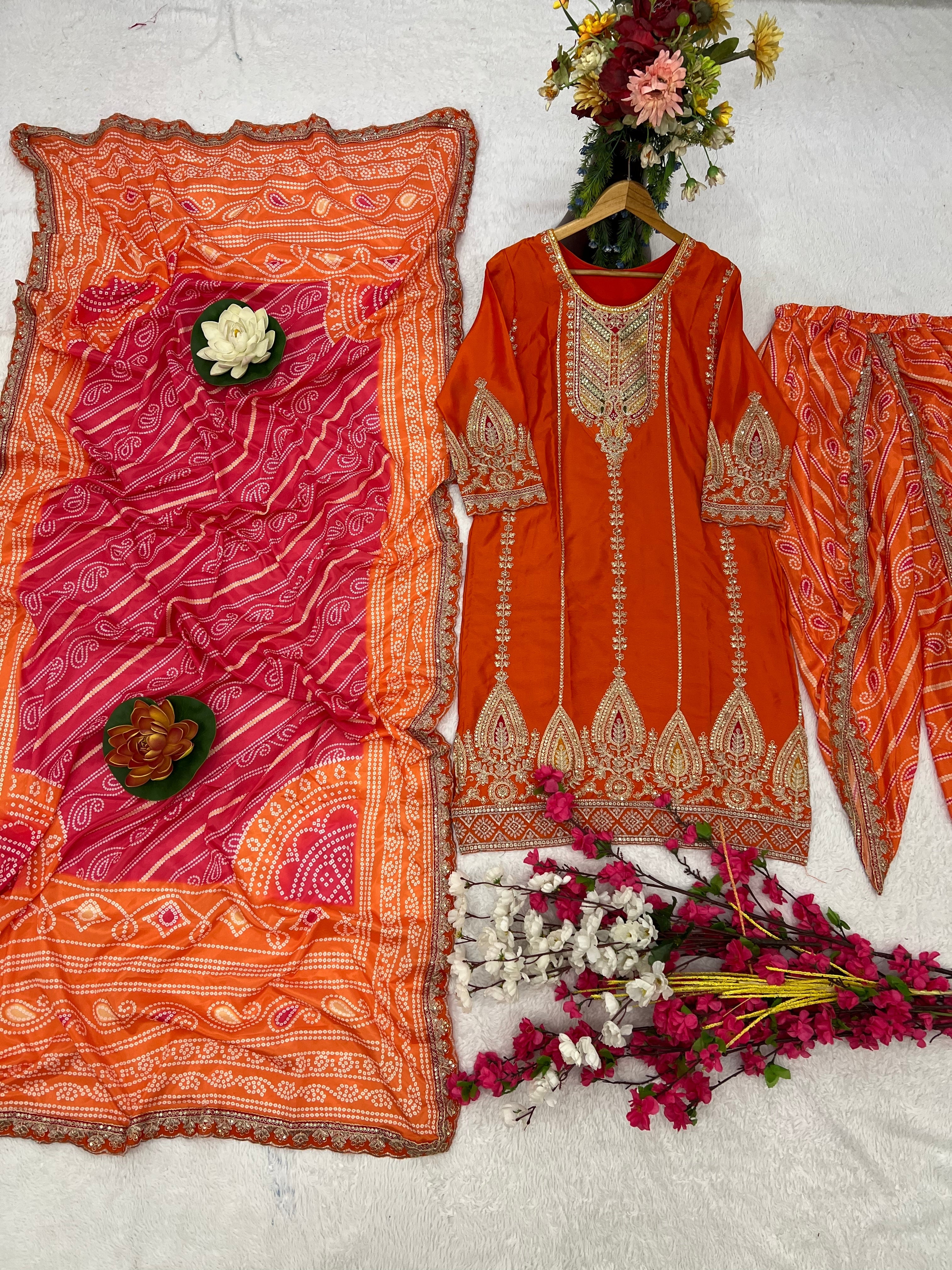 डिज़ाइनर पार्टी वियर टॉप-बॉटम और खूबसूरत दुपट्टा