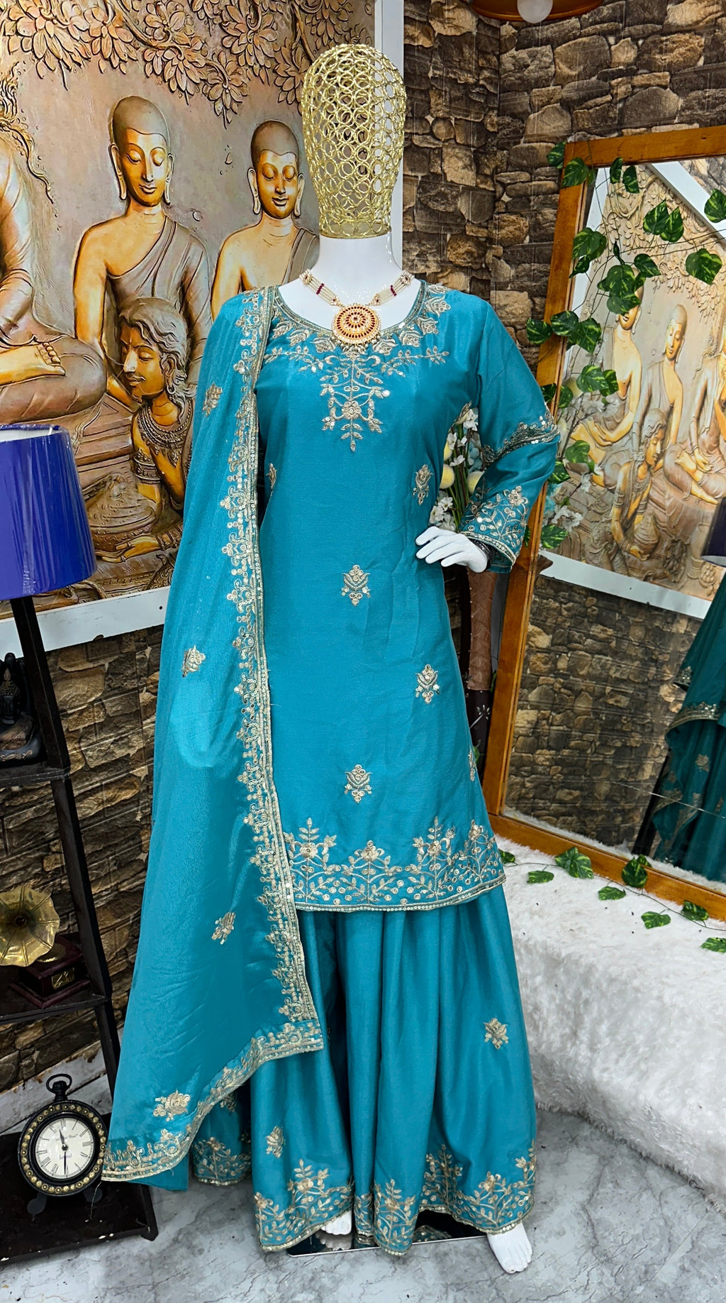 Beautiful Party Wear Top And Sharara With Fancy Dupatta