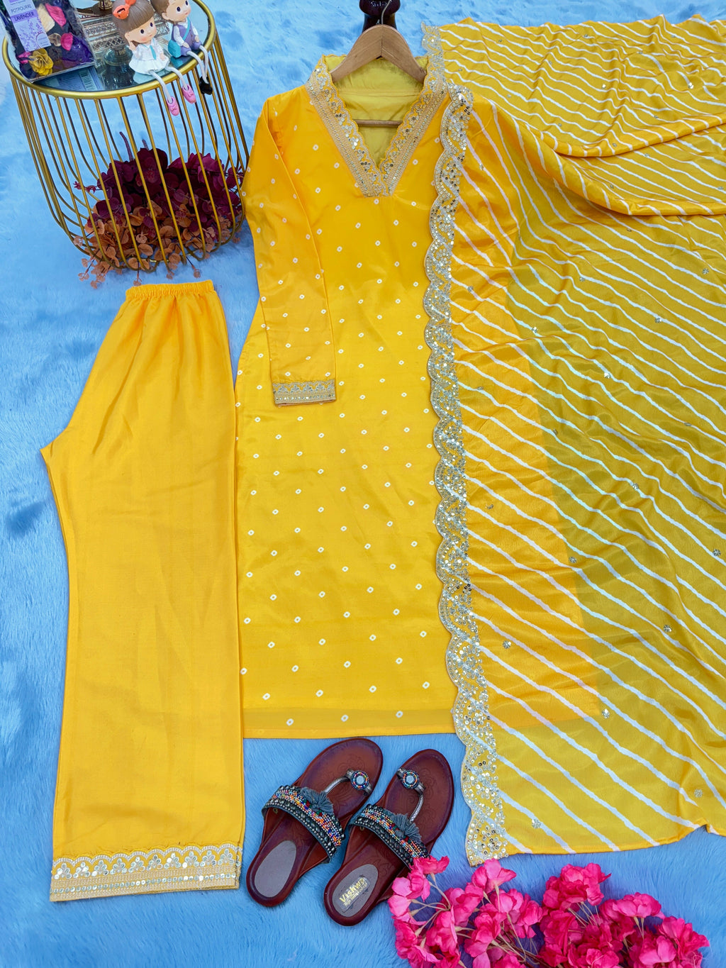 Party Wear Look Heavy Modal Silk Top Bottom & Dupatta Set