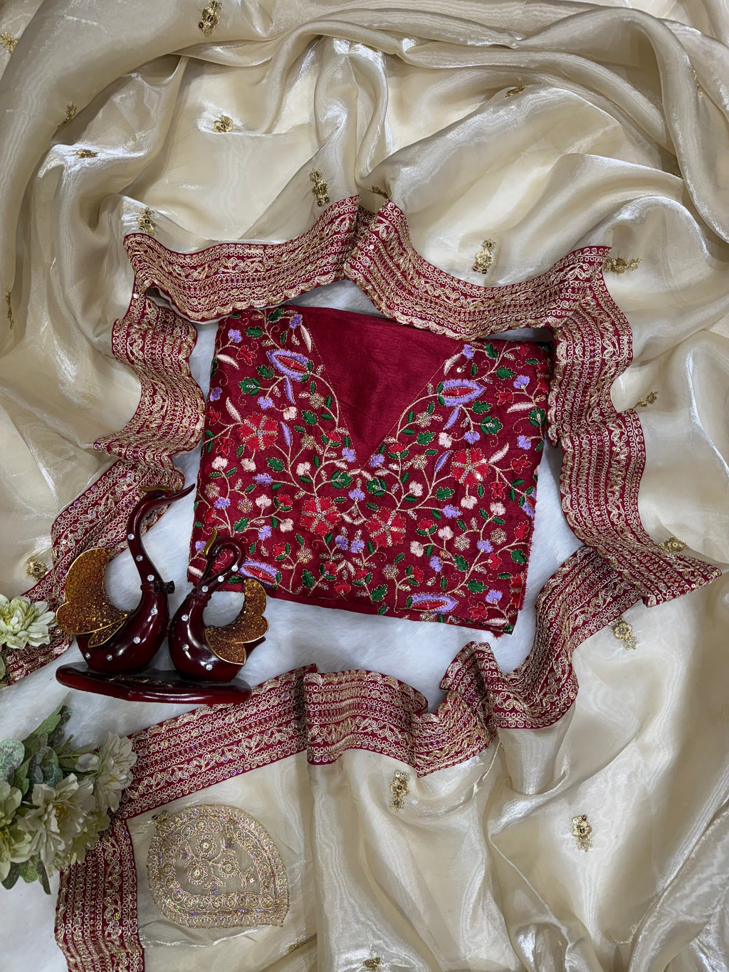 Designer Saree With Sequins And Cording Embroidered Work