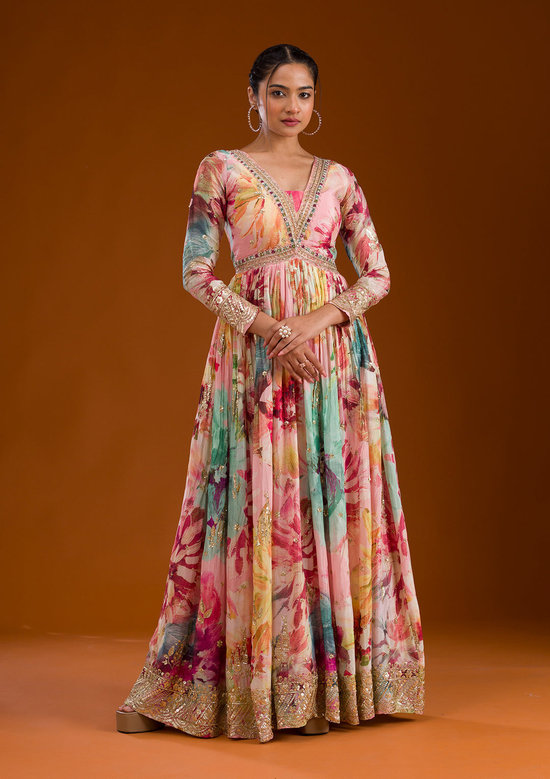 Designer Party Wear Anarkali Gown, Pent And Dupatta