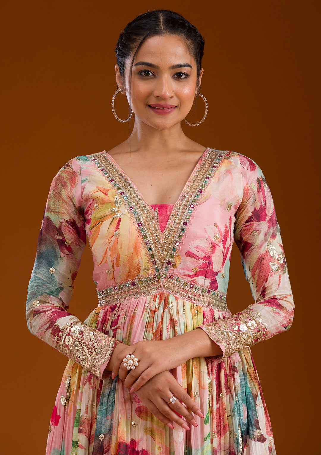 Designer Party Wear Anarkali Gown, Pent And Dupatta