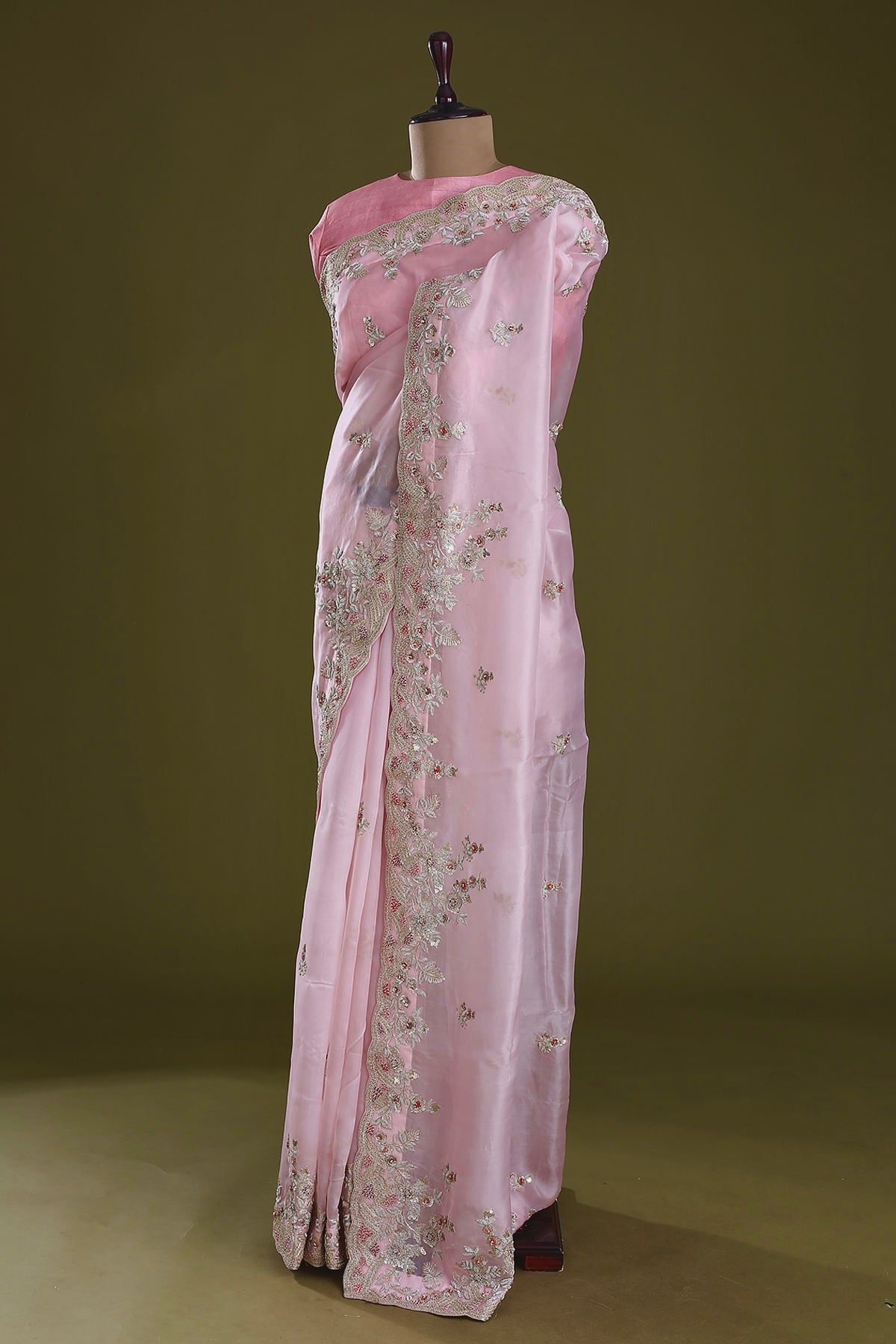 Designer Saree With Embroidery Multi Treads, Coding & Sequins Work