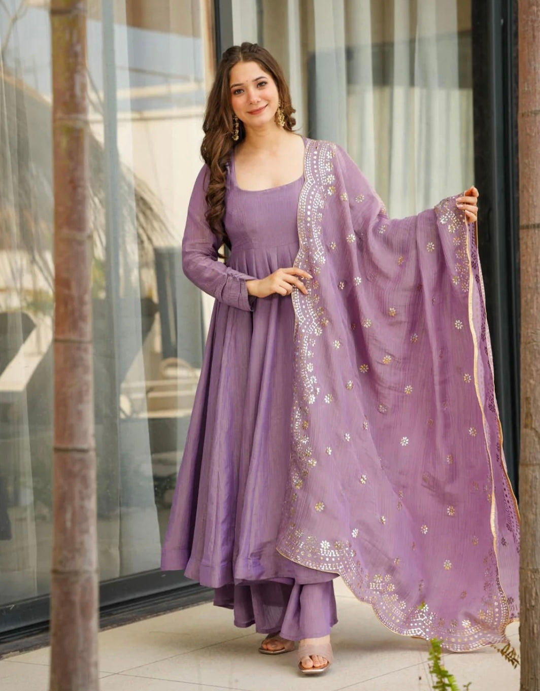Designer Party Wear Look Gown-Dupatta With Heavy Embroidery Sequence Work