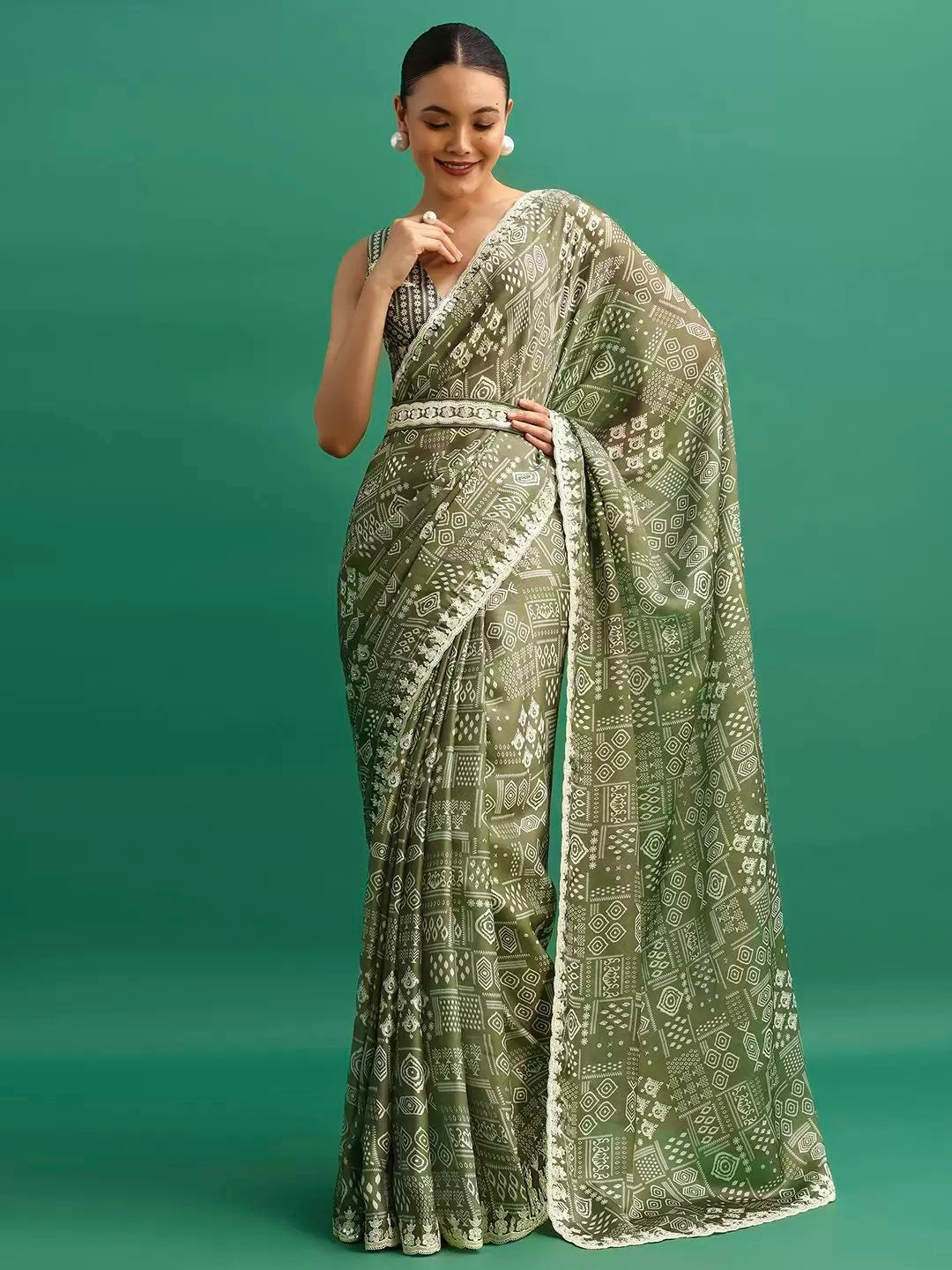 Party Wear Saree With Embroidery Codding & Sequins Work
