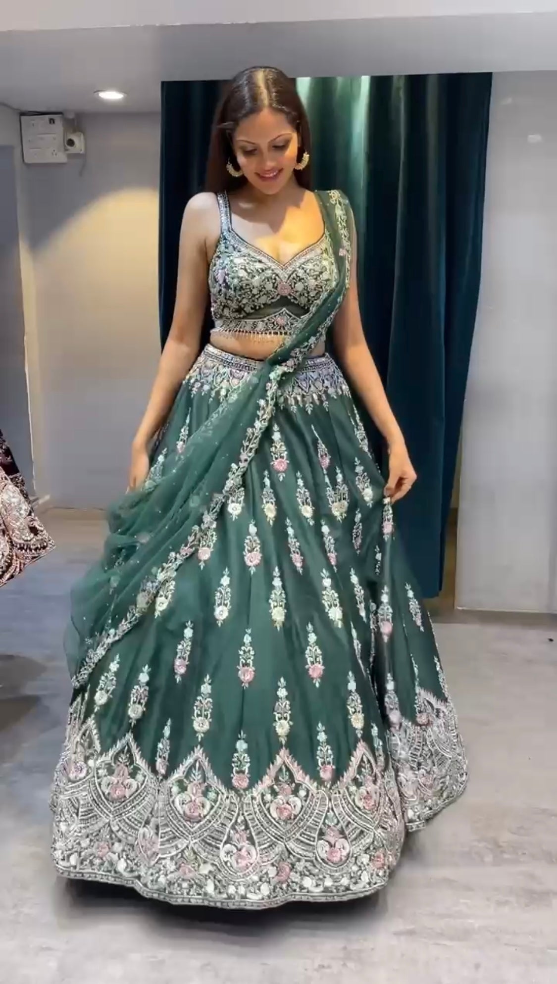 Beautiful Party Wear Lehenga Choli With Moti Hand Work