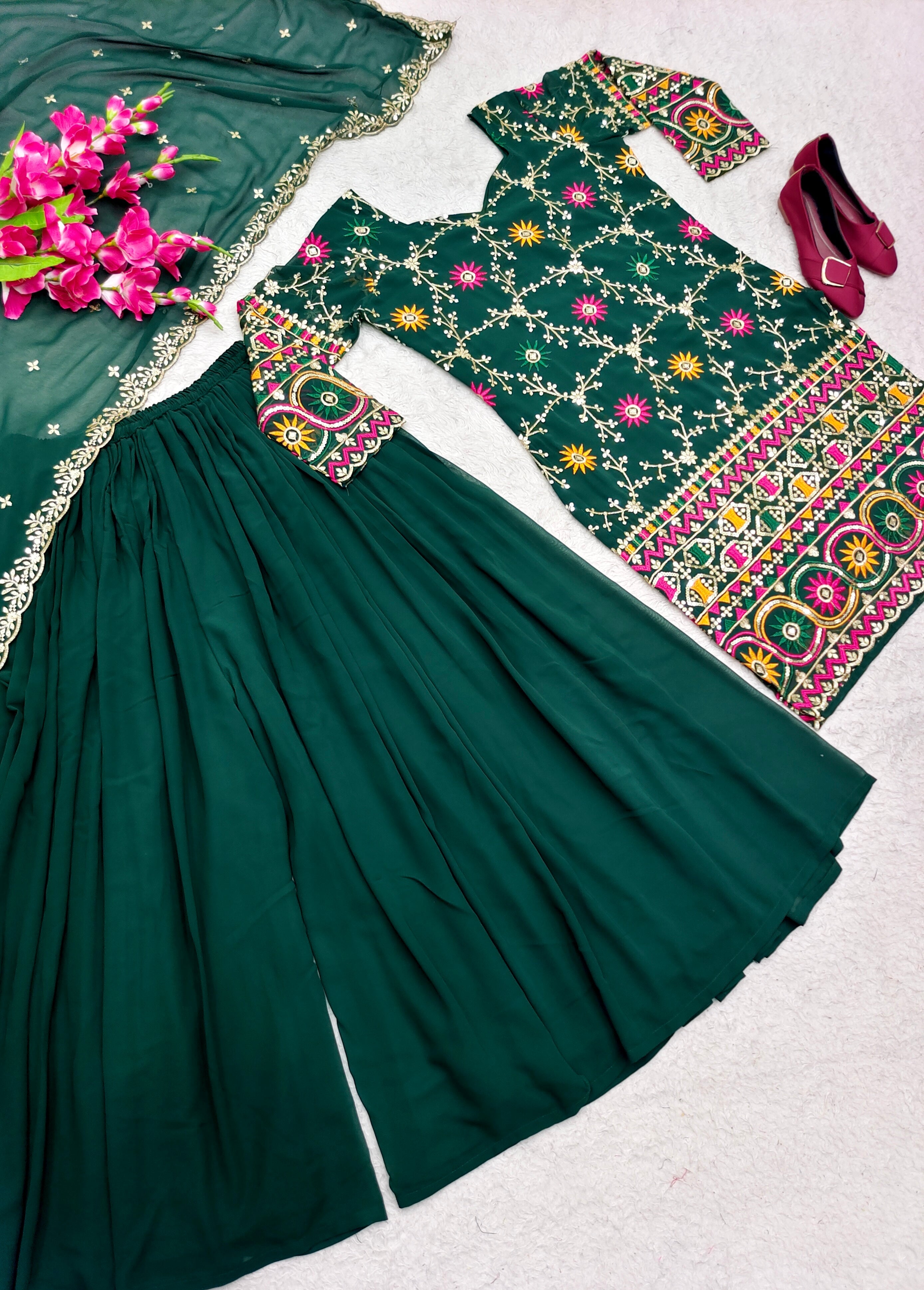 डिज़ाइनर पार्टी वियर लुक टॉप-सररा खूबसूरत दुपट्टे के साथ