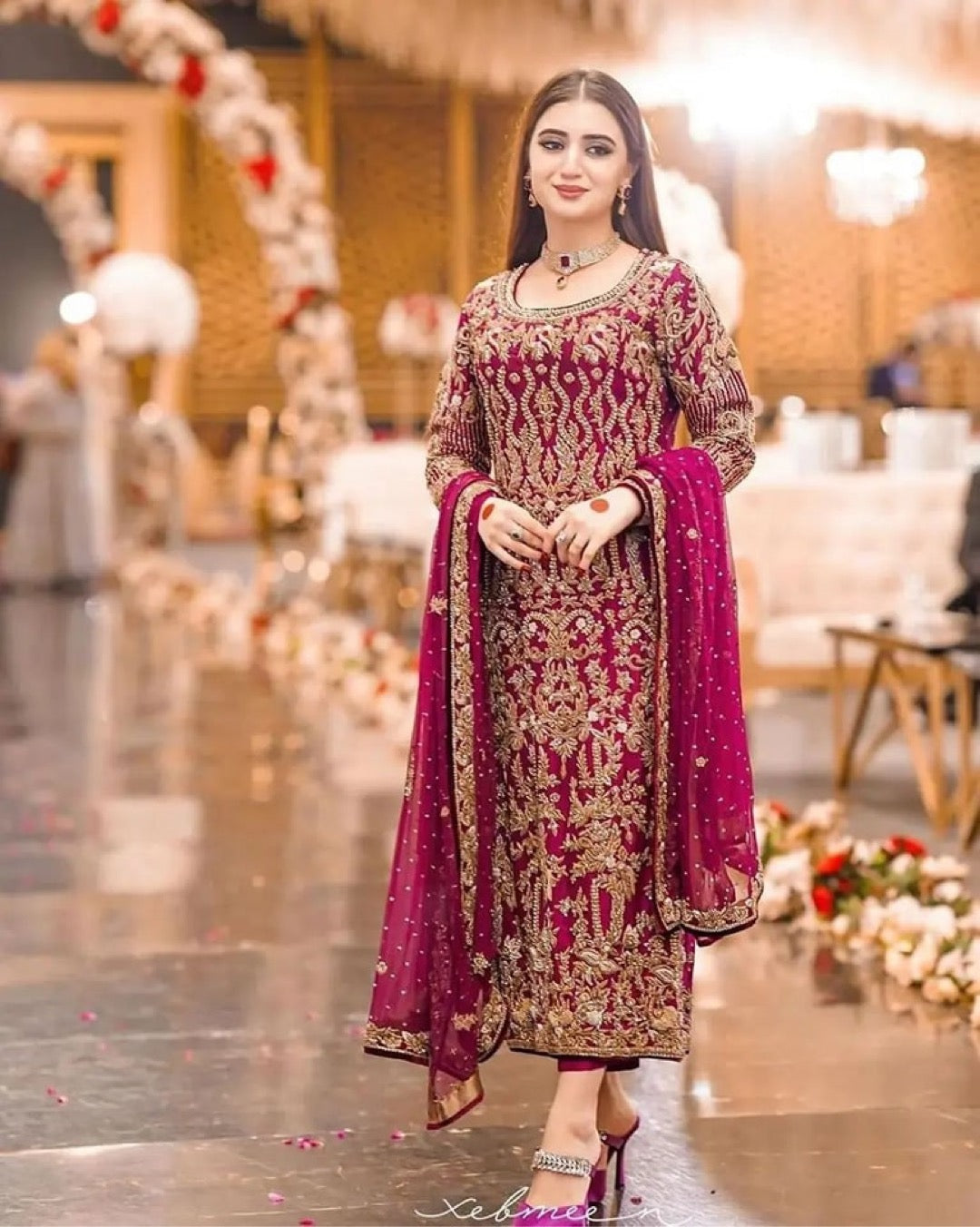Designer Party Wear Look Heavy Faux Georgette Top Bottom & Dupatta Set