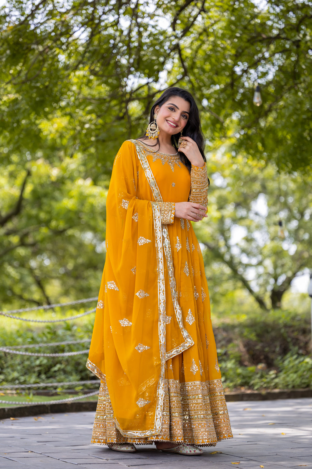 Designer Party Wear Look Full Heavy Embroidery Sequence Work Gown With Dupatta