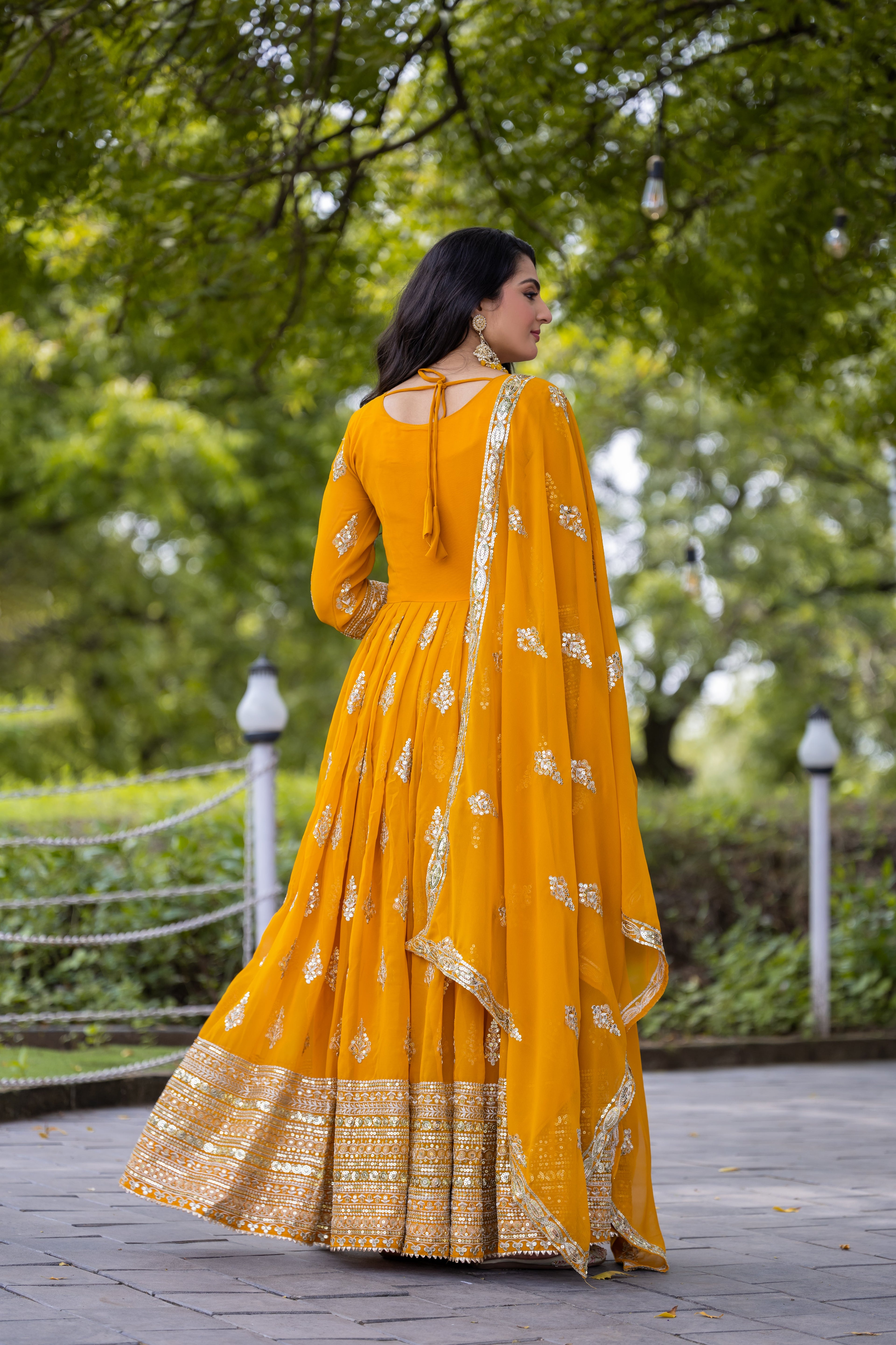 Designer Party Wear Look Full Heavy Embroidery Sequence Work Gown With Dupatta