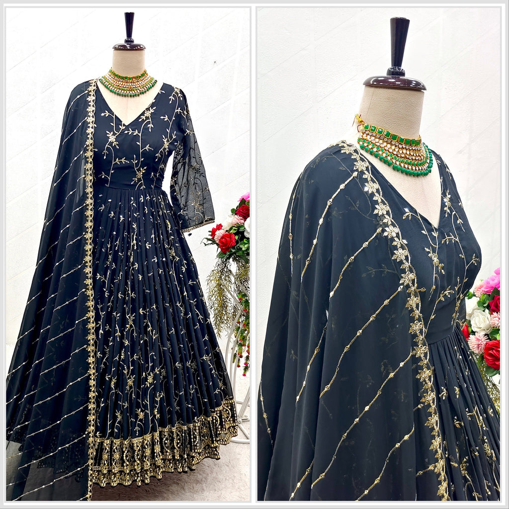 Designer Party Wear Gown With Pent And Dupatta