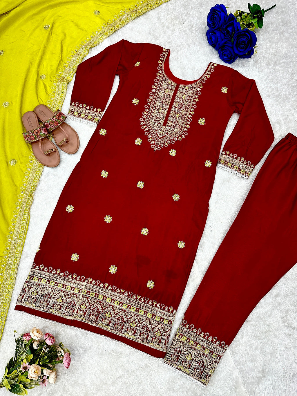 Beautiful Party Wear Top With Pent And Fancy Dupatta