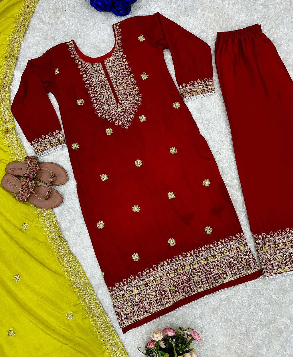 Beautiful Party Wear Top With Pent And Fancy Dupatta