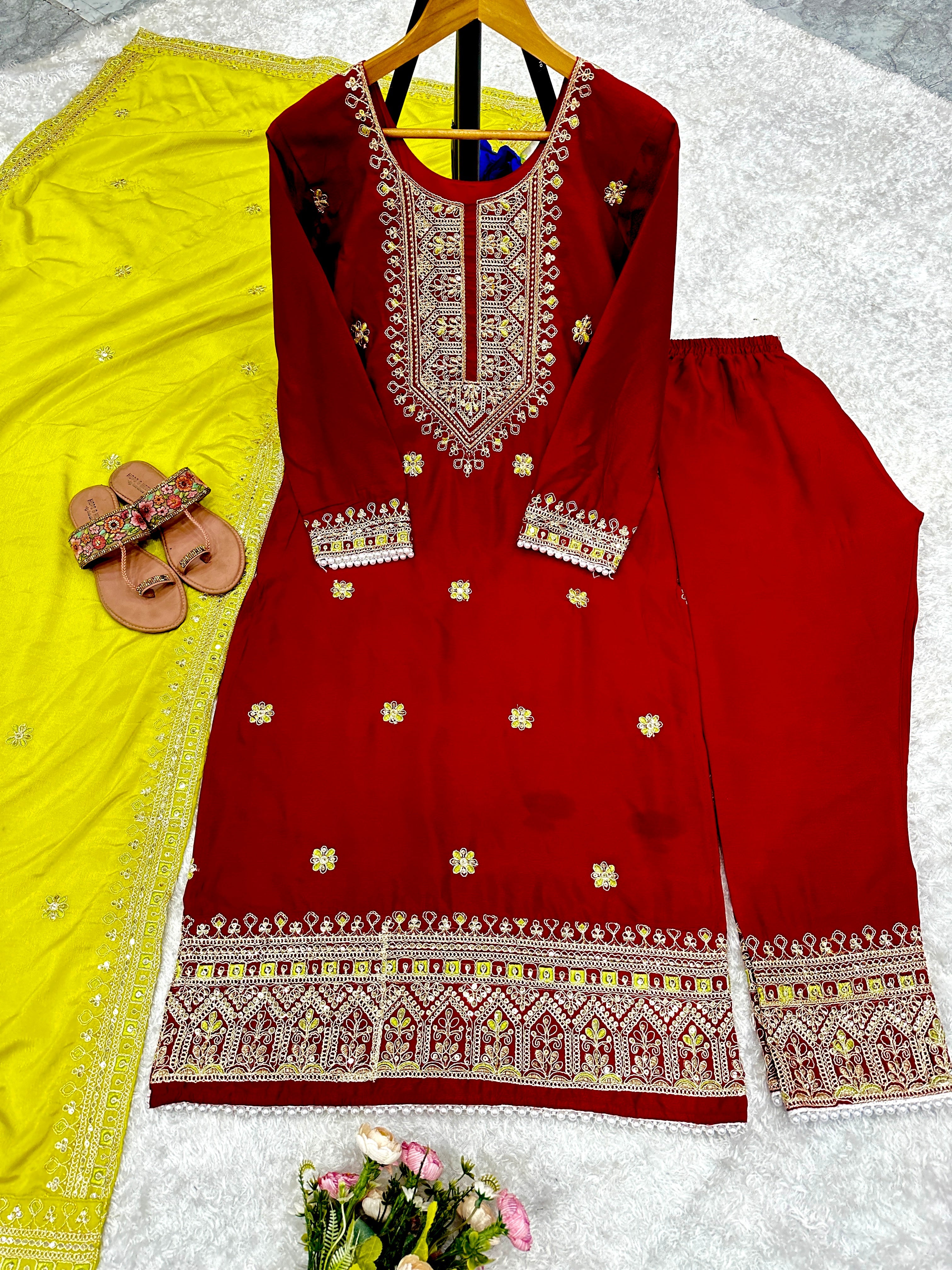 Beautiful Party Wear Top With Pent And Fancy Dupatta