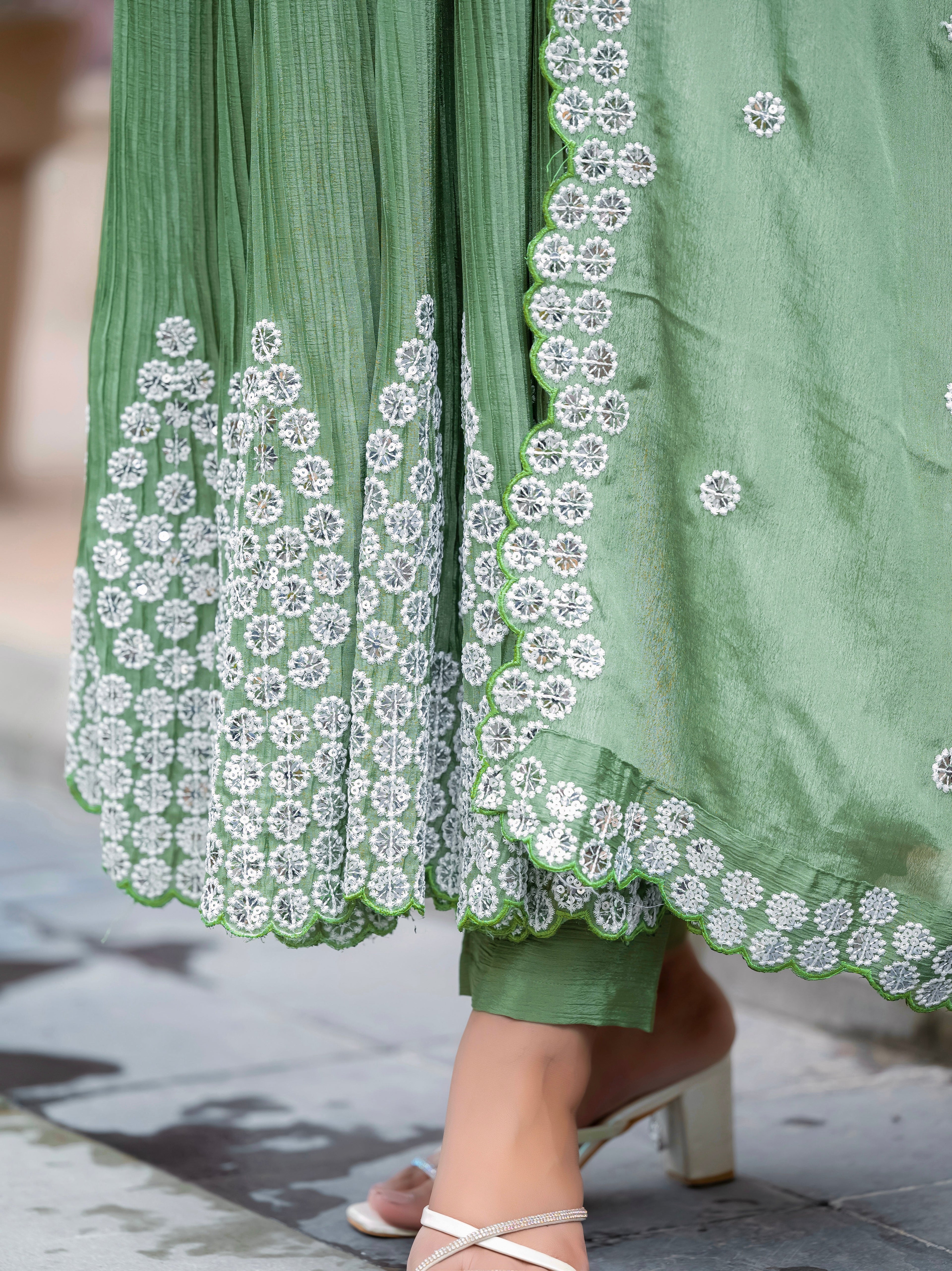 Party Wear Designer Anarkali Gown And Pent With Dupatta