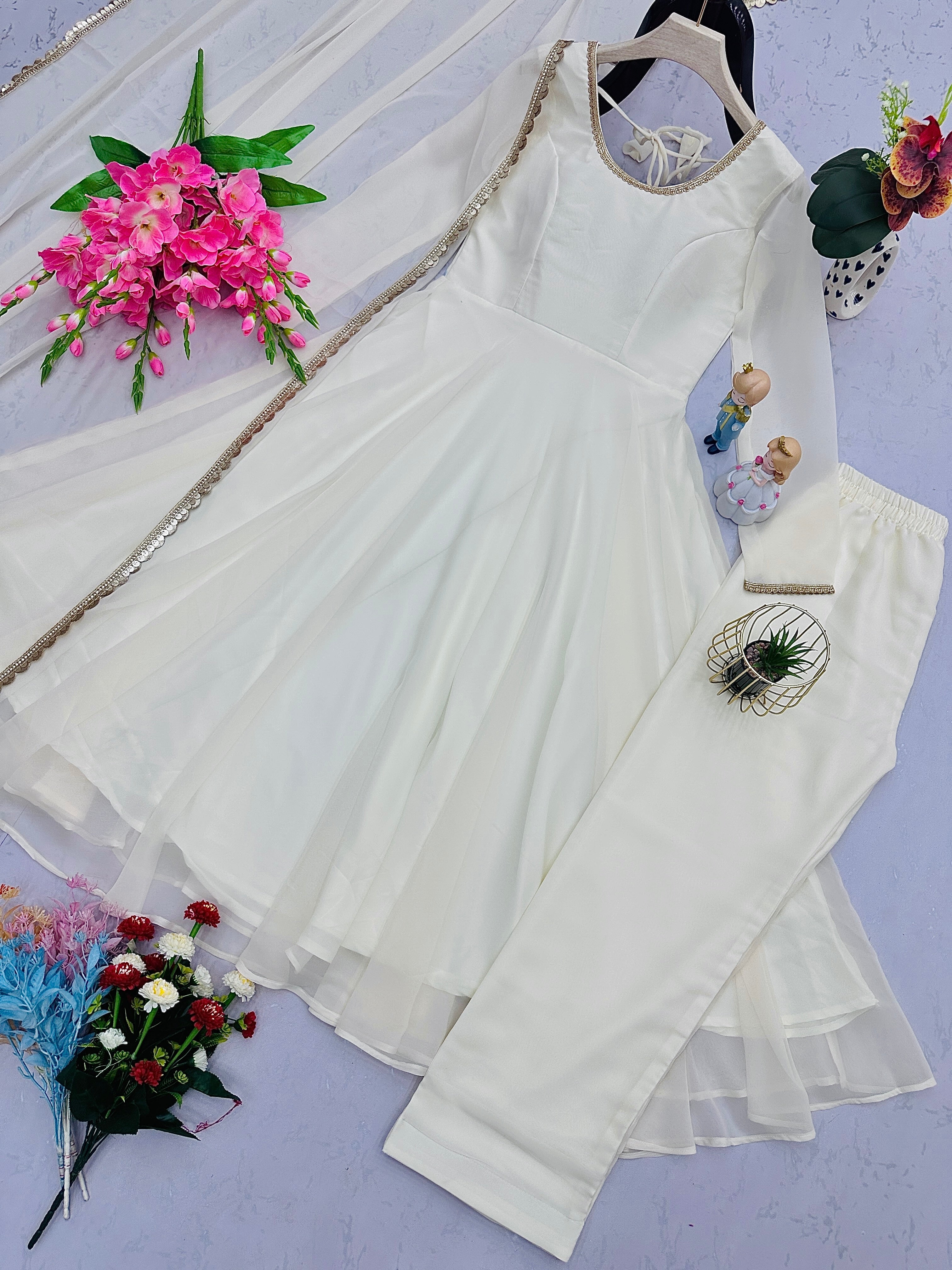 Party Wear Gown, Pant And Beautiful Dupatta