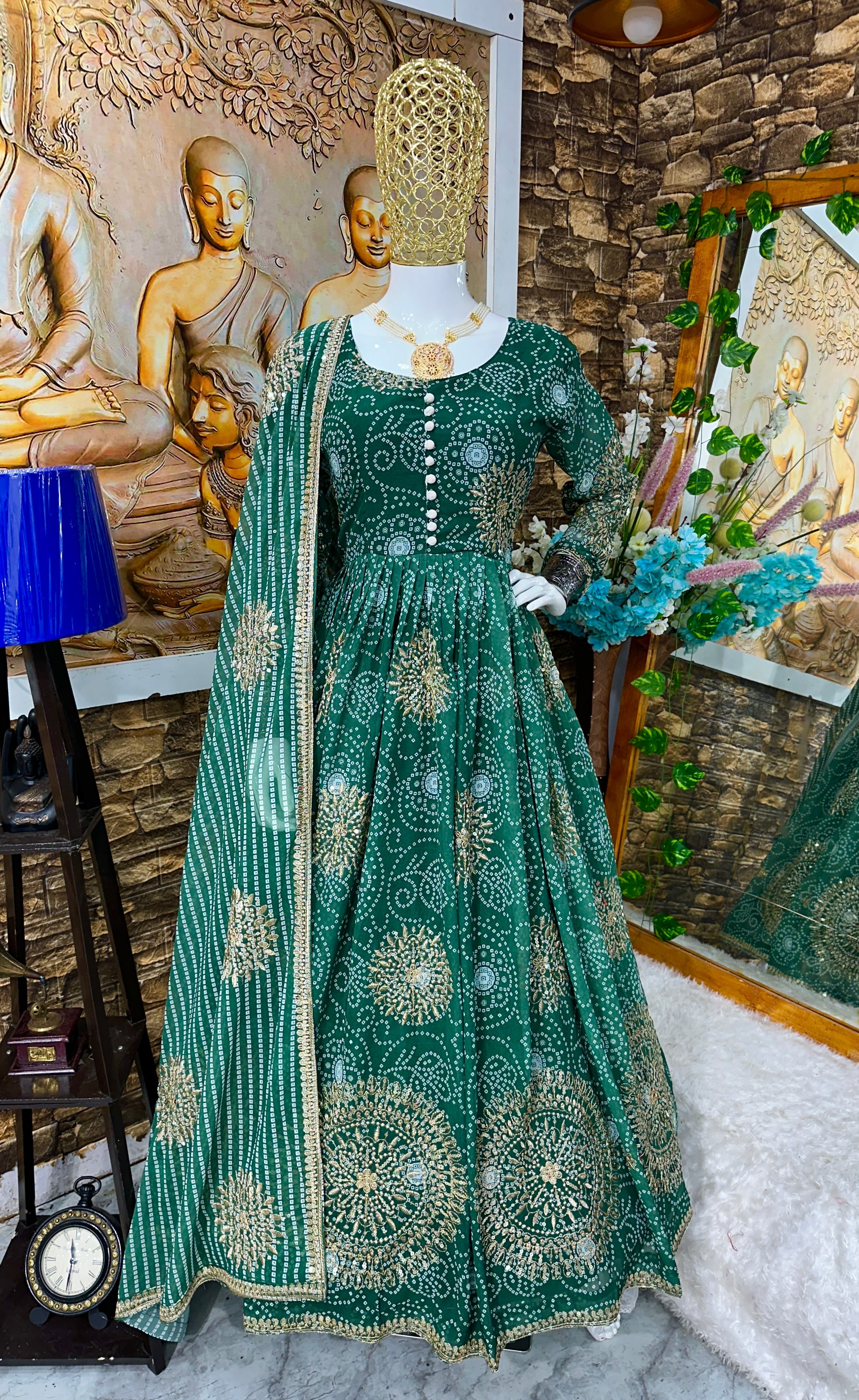 Designer Party Wear Look Anarkali Gown And Dupatta With Dupatta