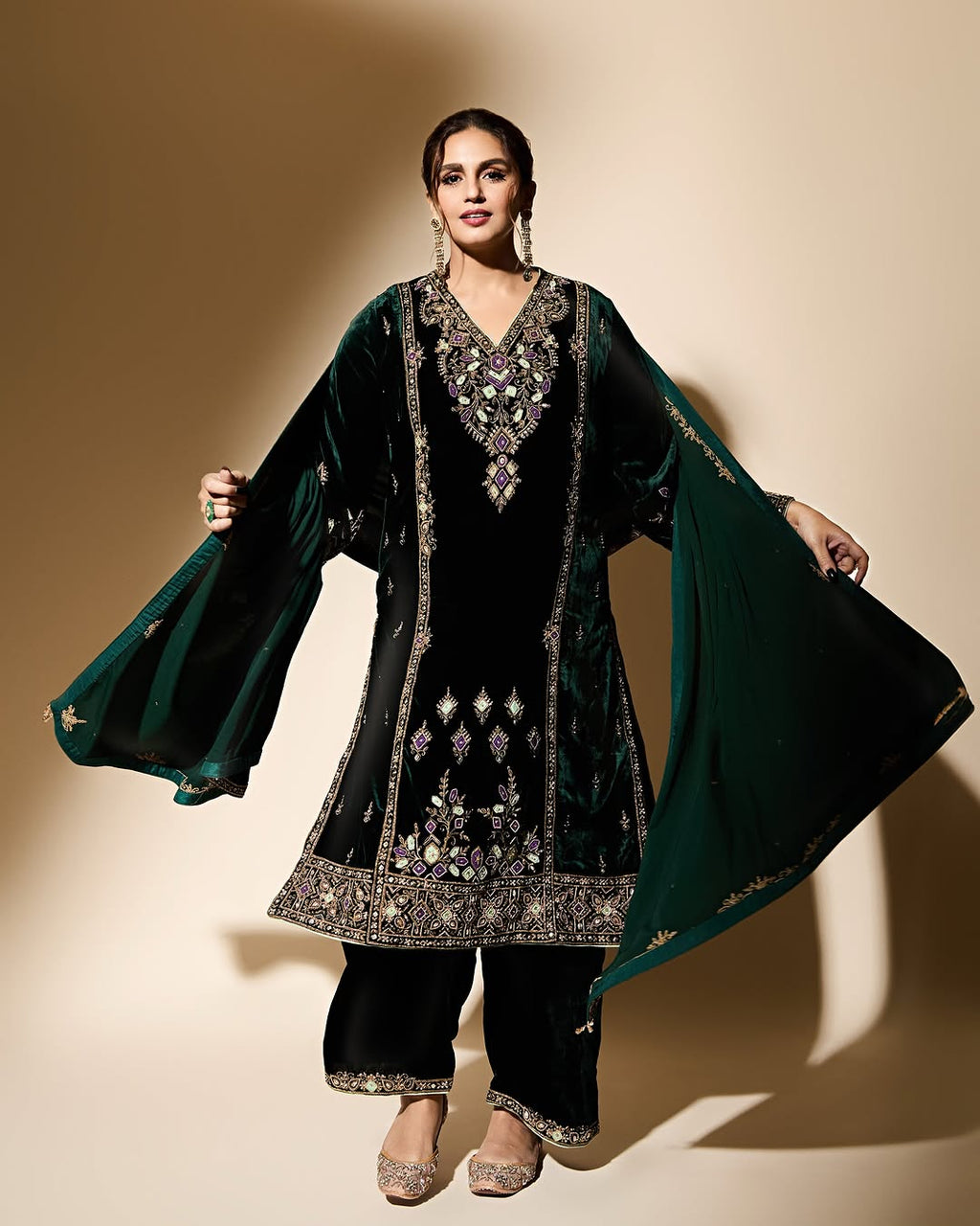 Beautiful Party Wear Velvet Top And Bottom With Dupatta