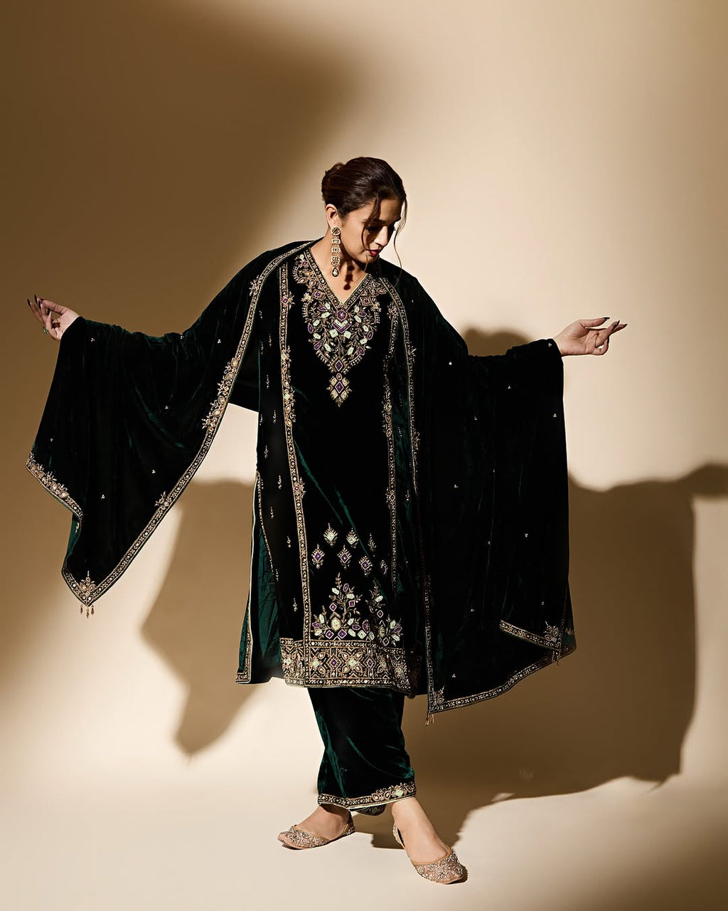 Beautiful Party Wear Velvet Top And Bottom With Dupatta