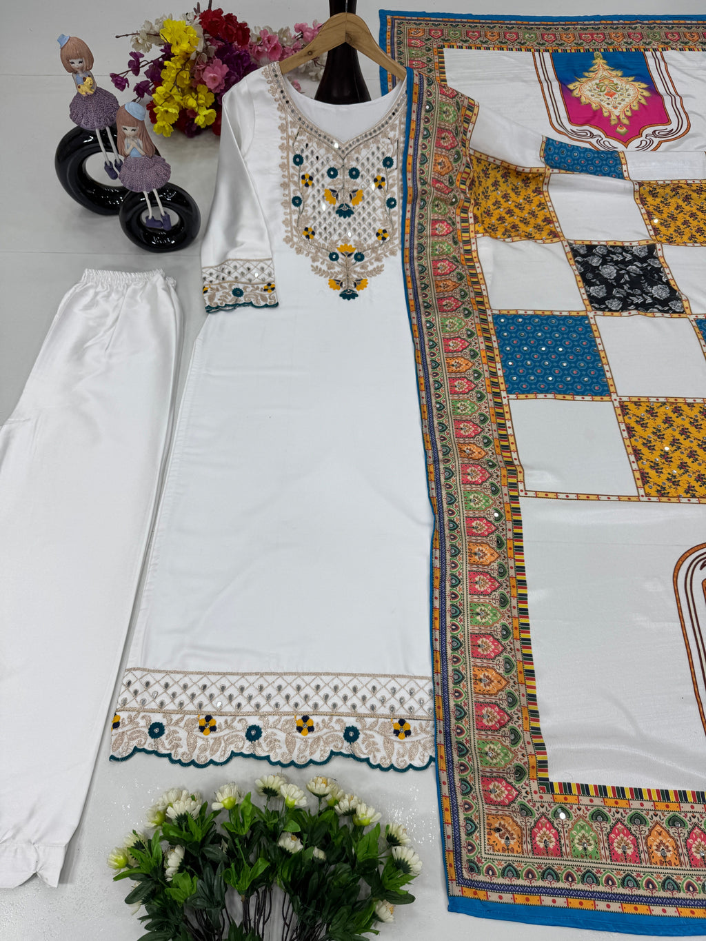 Designer Party Wear Top Plazzo And Dupatta With Real Mirror Work