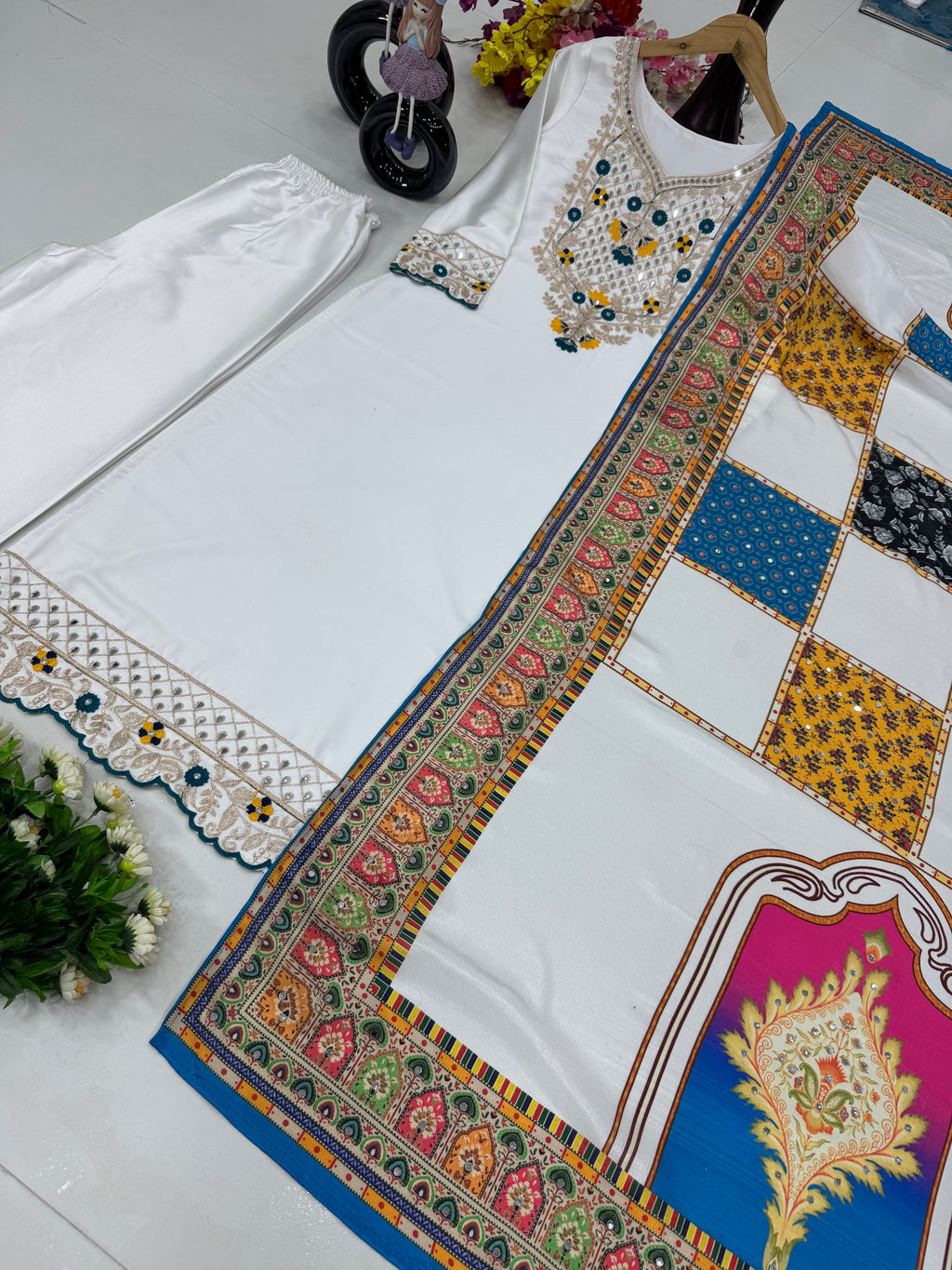Designer Party Wear Top Plazzo And Dupatta With Real Mirror Work