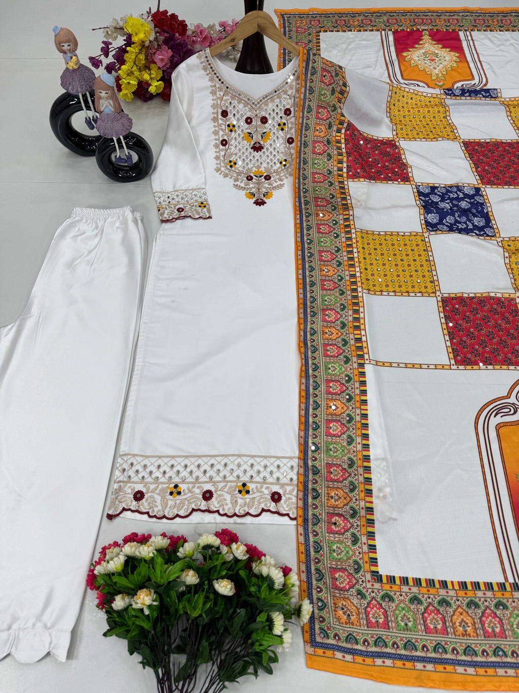 Designer Party Wear Top Plazzo And Dupatta With Real Mirror Work