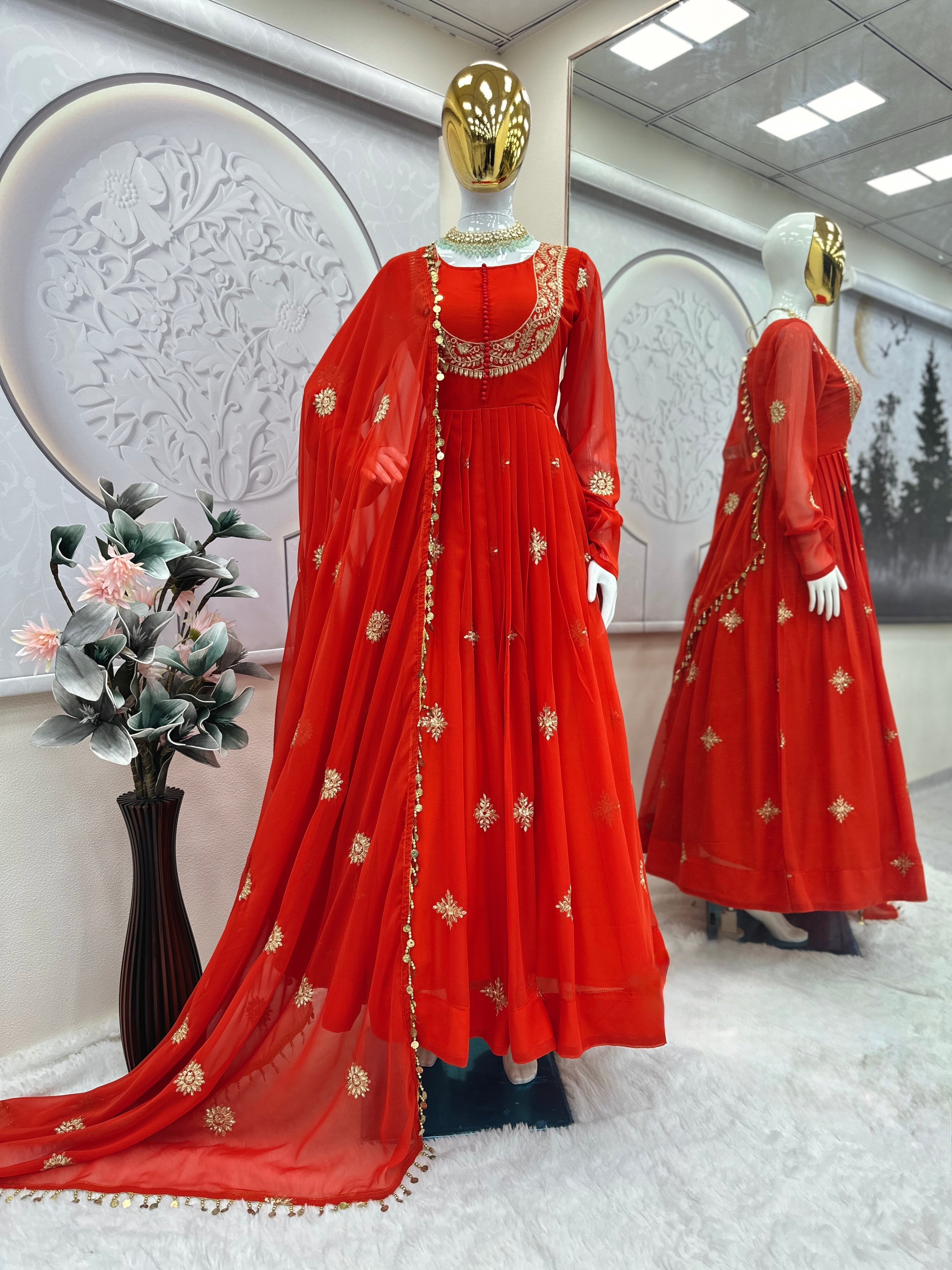 Designer Party Wear Gown And Pent With Beautiful Dupatta