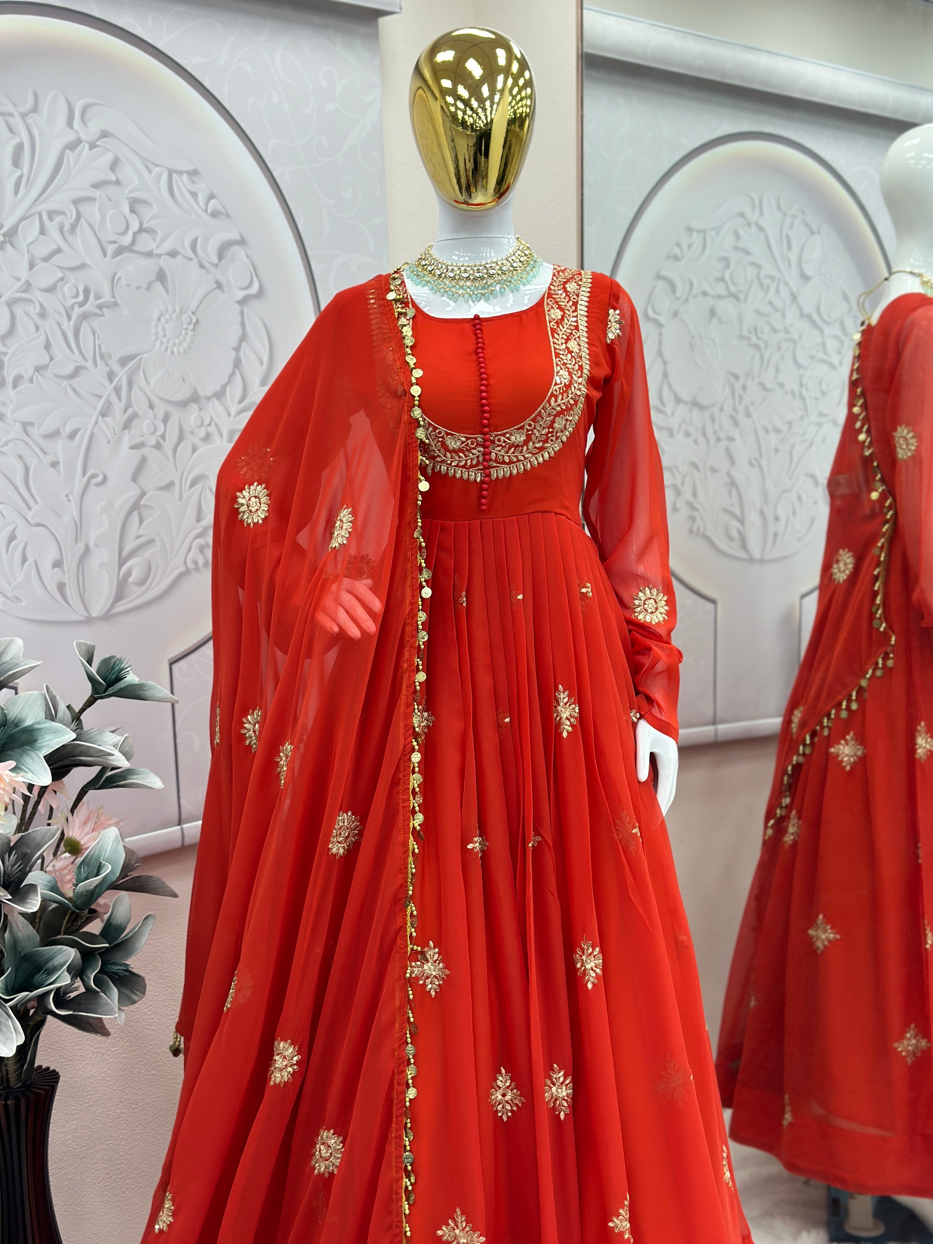 Designer Party Wear Gown And Pent With Beautiful Dupatta