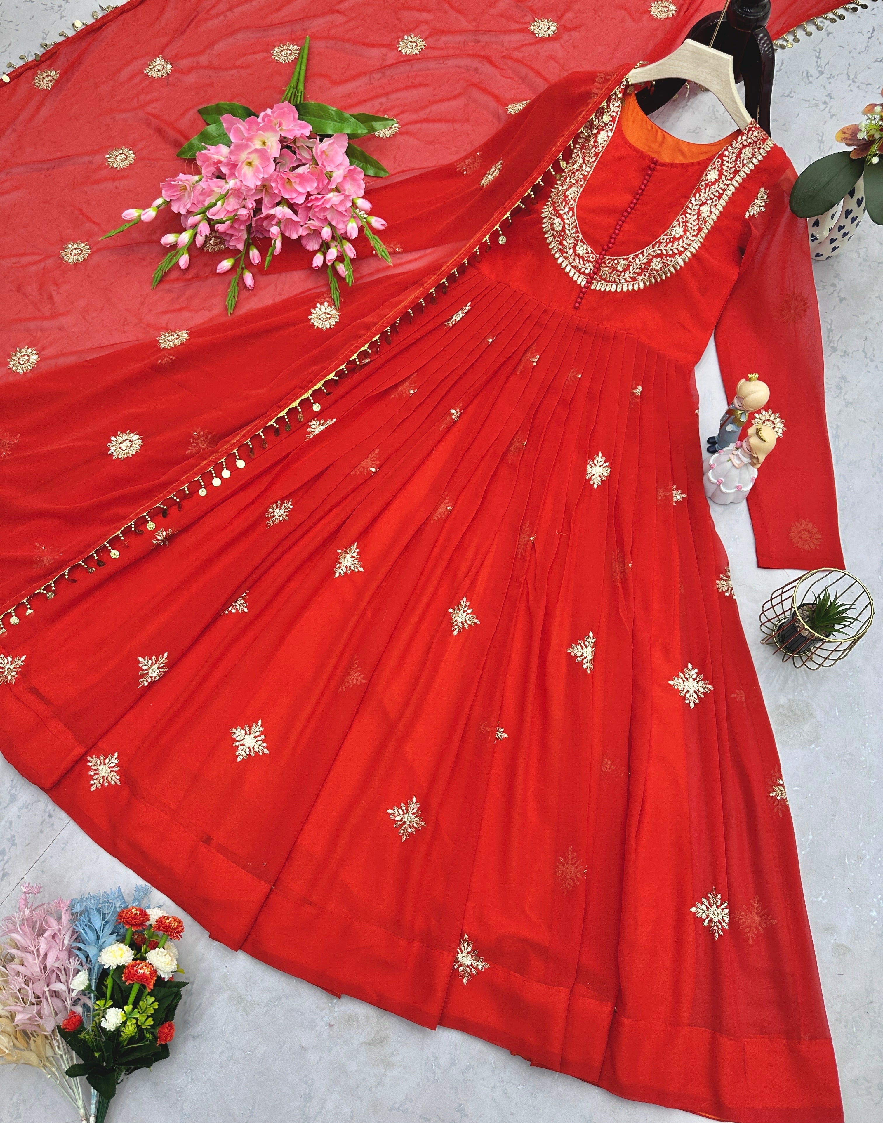 Designer Party Wear Gown And Pent With Beautiful Dupatta