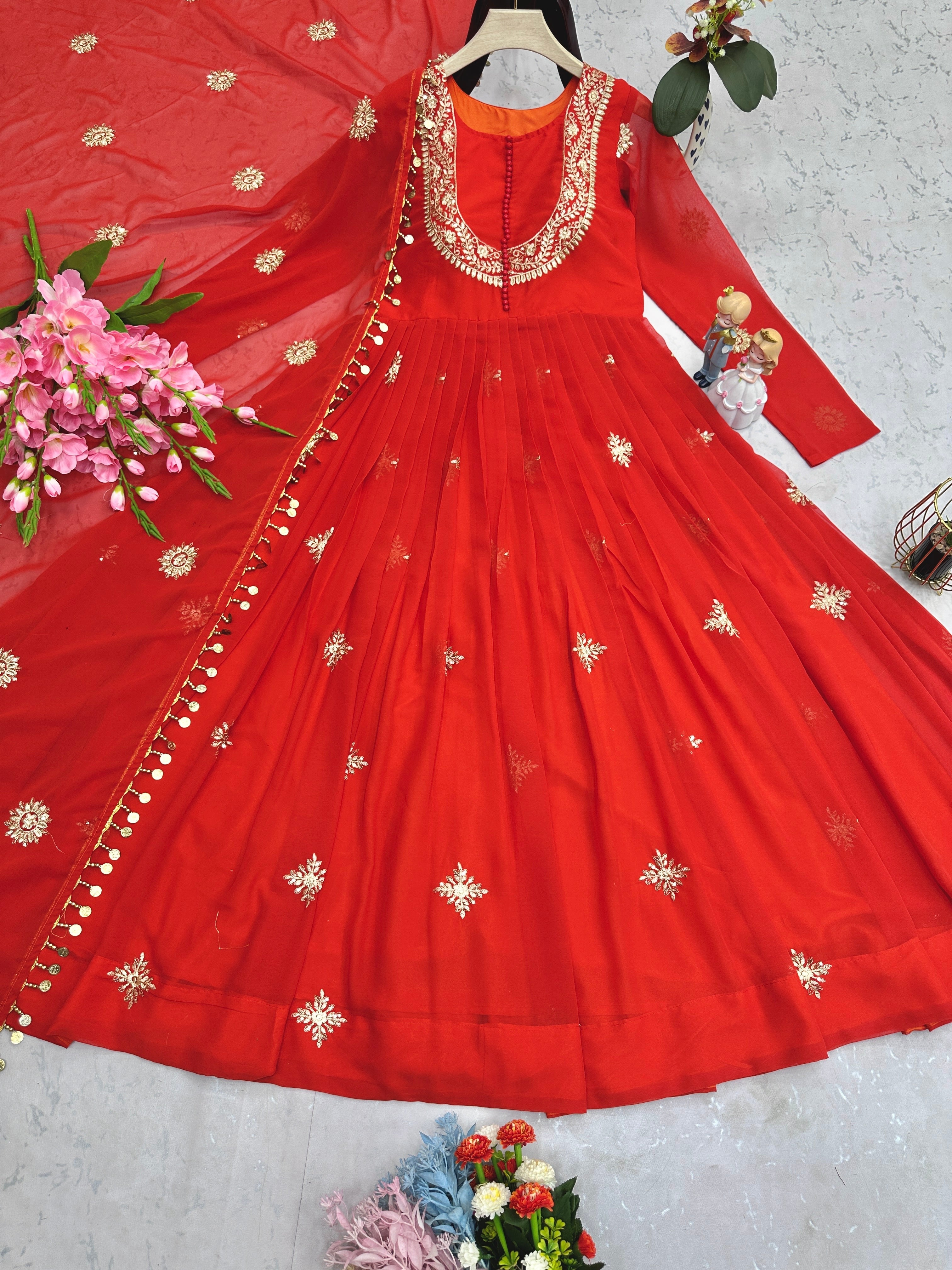 Designer Party Wear Gown And Pent With Beautiful Dupatta
