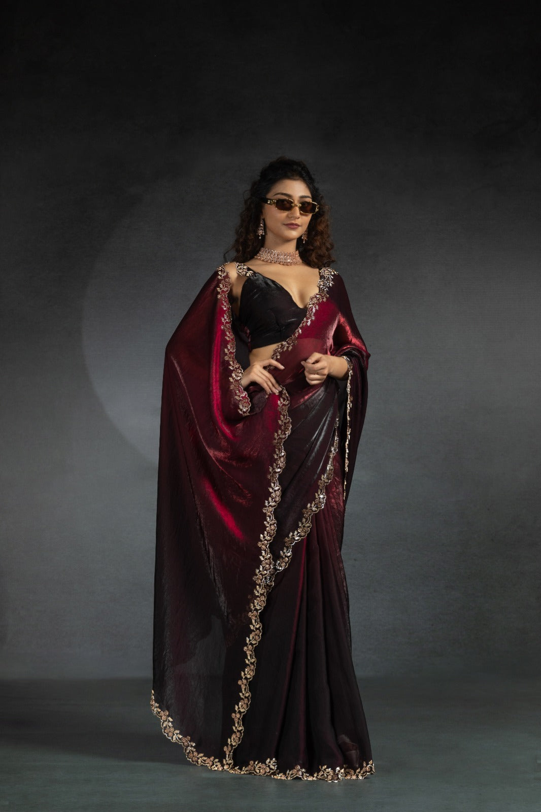 Designer Party Wear Style Saree With Dimond Work