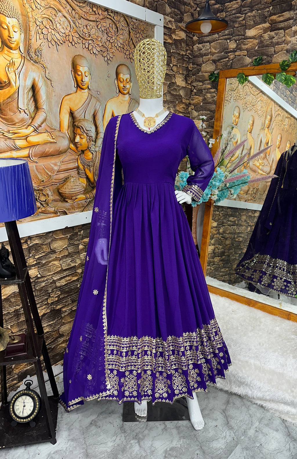 Beautiful Party Wear Look Anarkali Gown And Pent With Dupatta