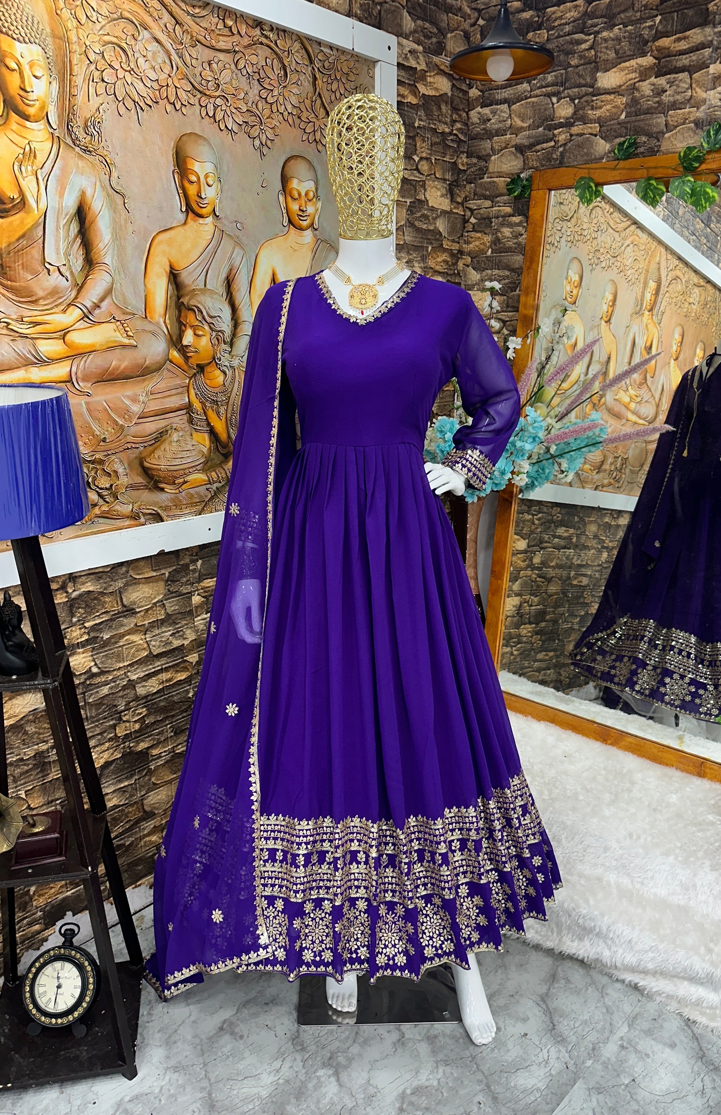 Beautiful Party Wear Look Anarkali Gown And Pent With Dupatta