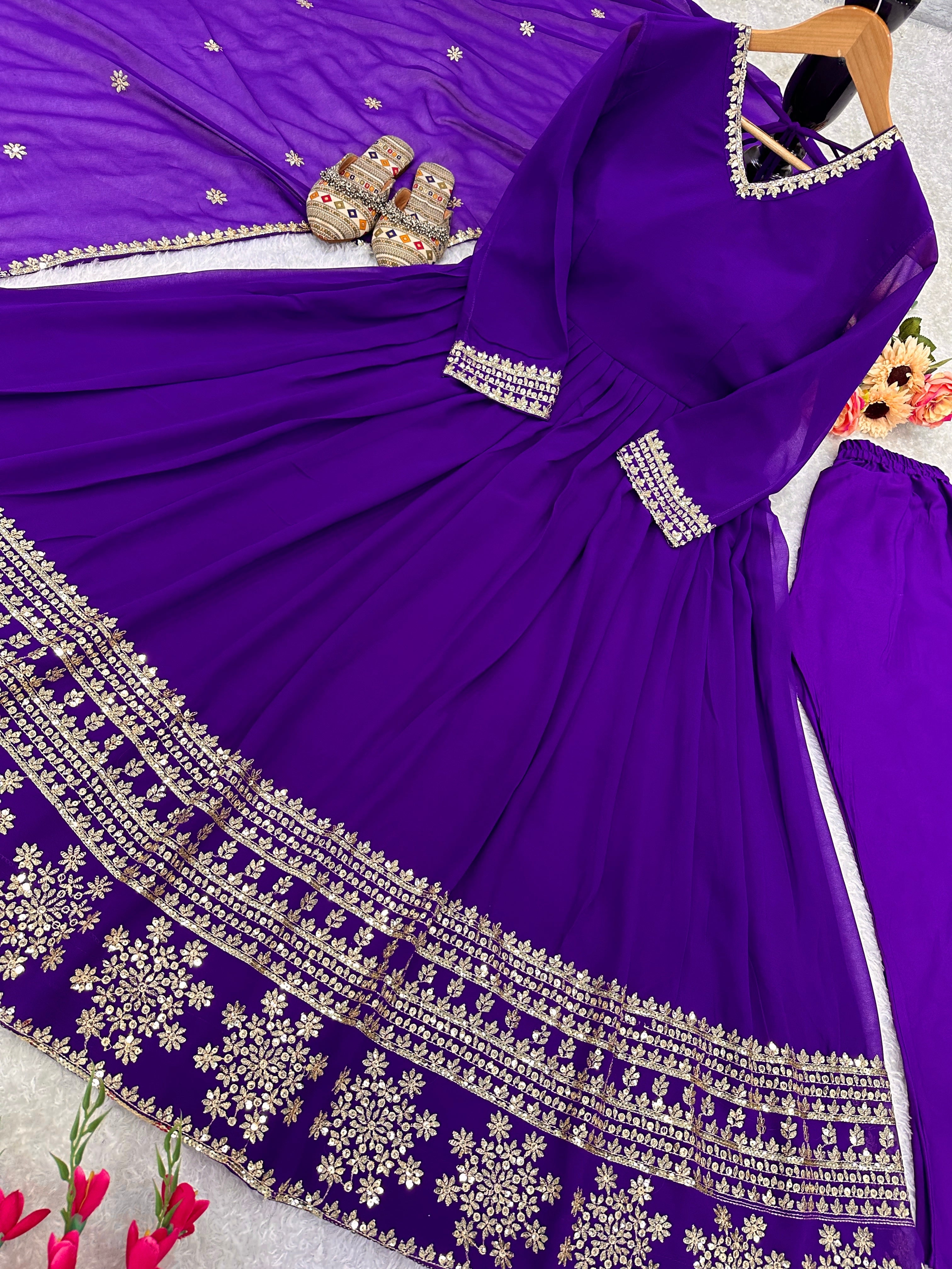Beautiful Party Wear Look Anarkali Gown And Pent With Dupatta