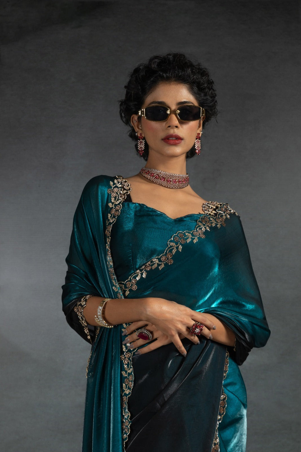 Designer Party Wear Style Saree With Dimond Work