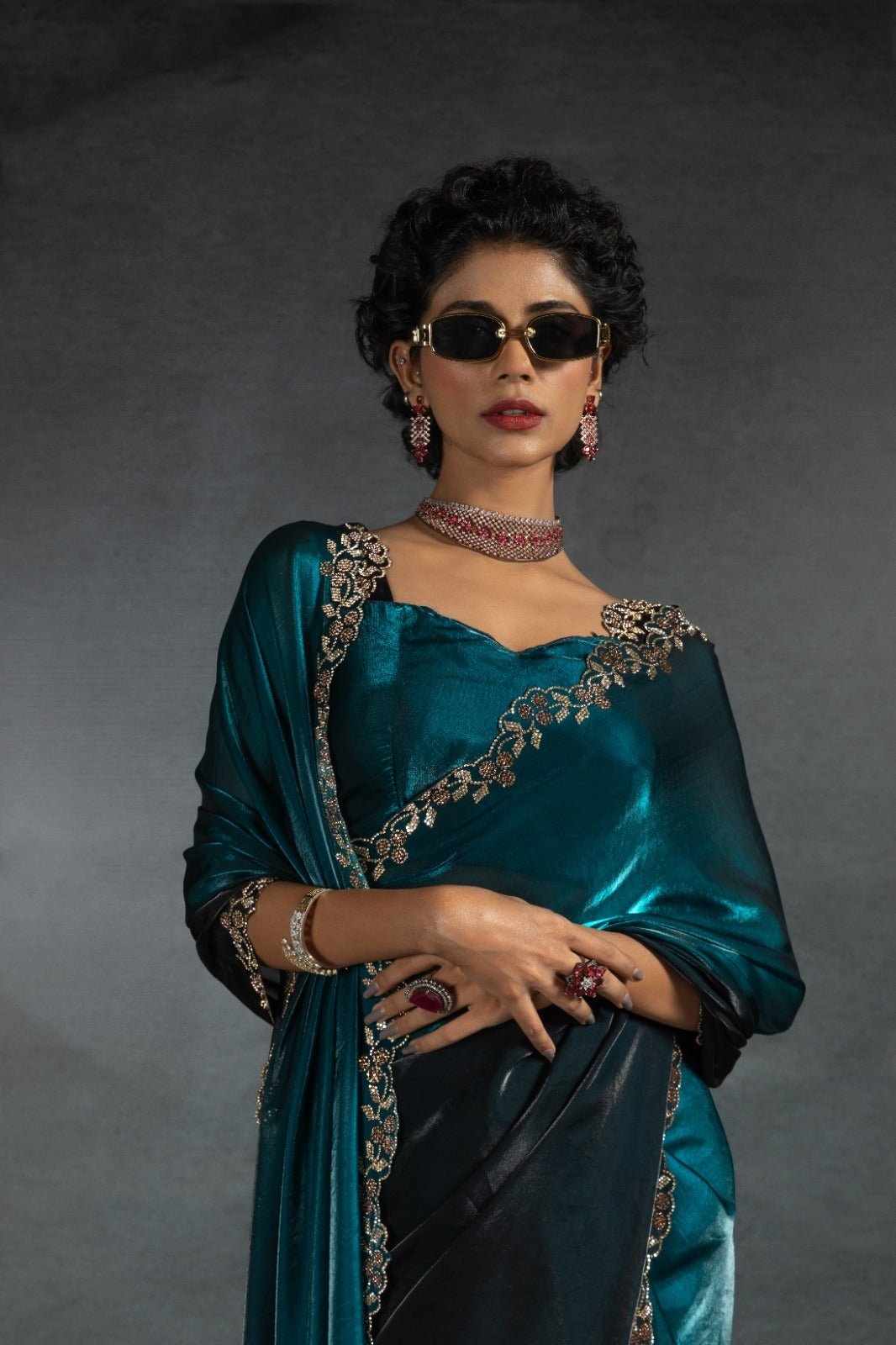 Designer Party Wear Style Saree With Dimond Work