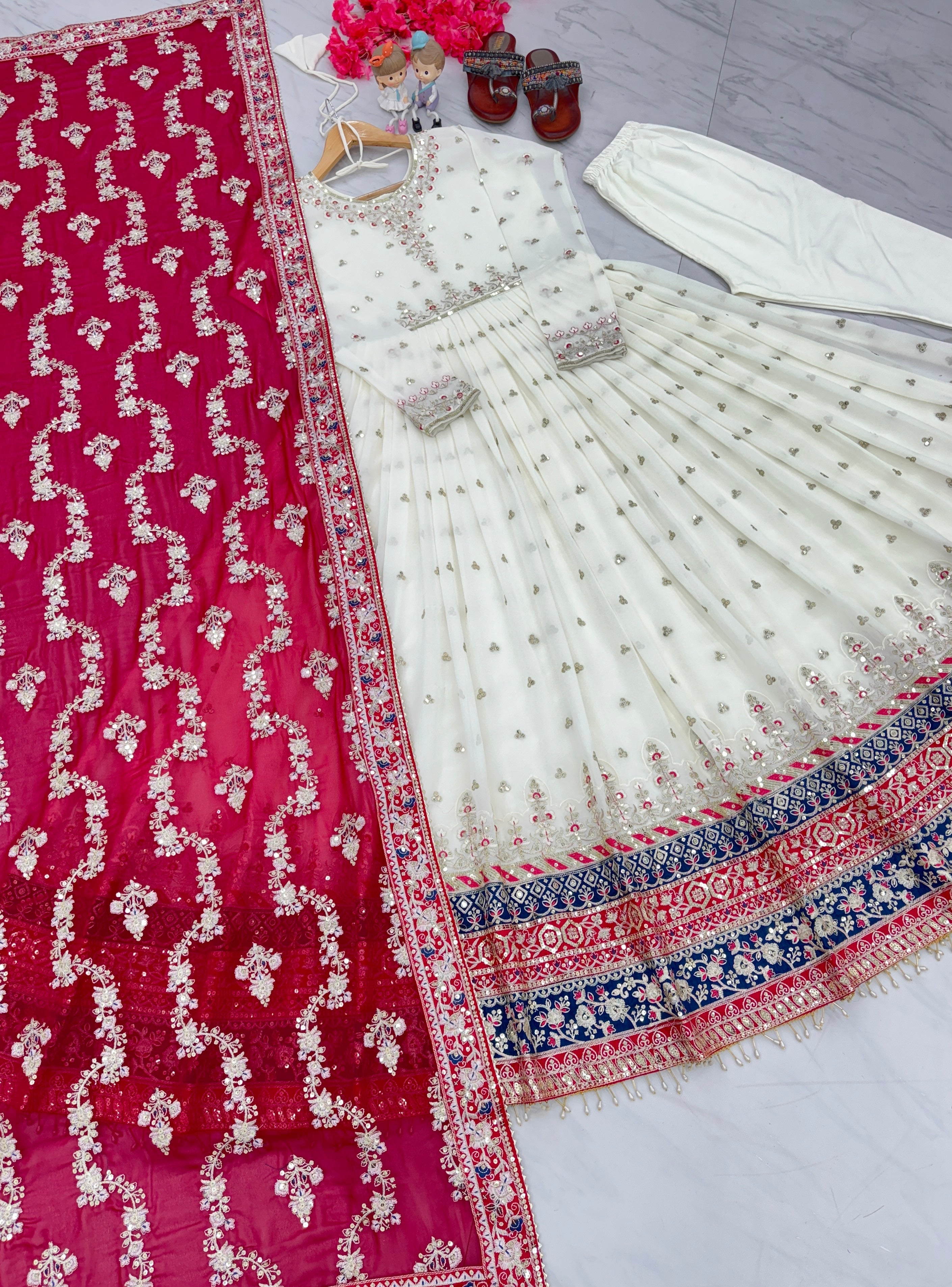 Party Wear Look Gown, Dupatta & Bottom Set