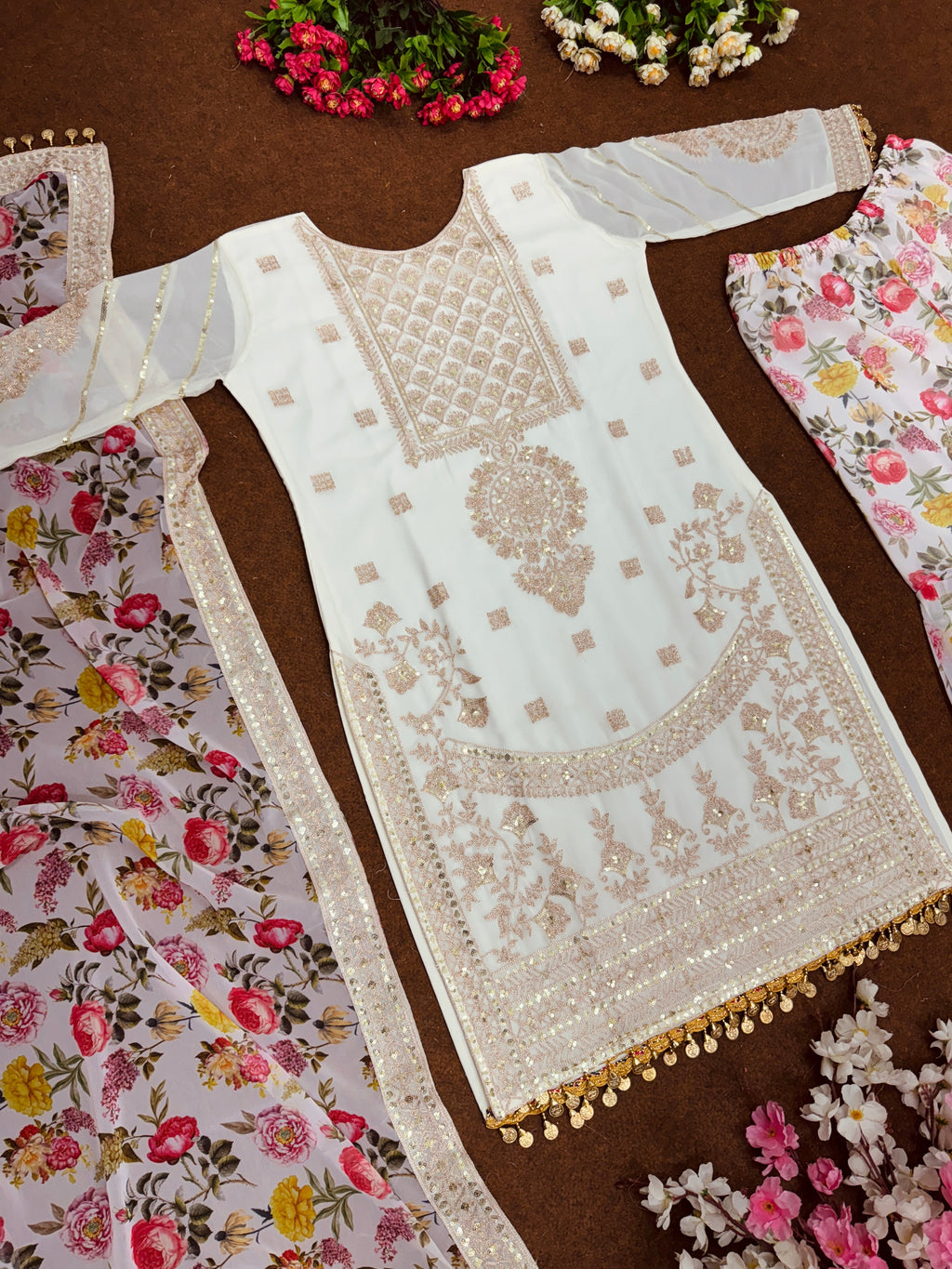Beautiful Party Wear Top Plazzo And Dupatta With Digital Print