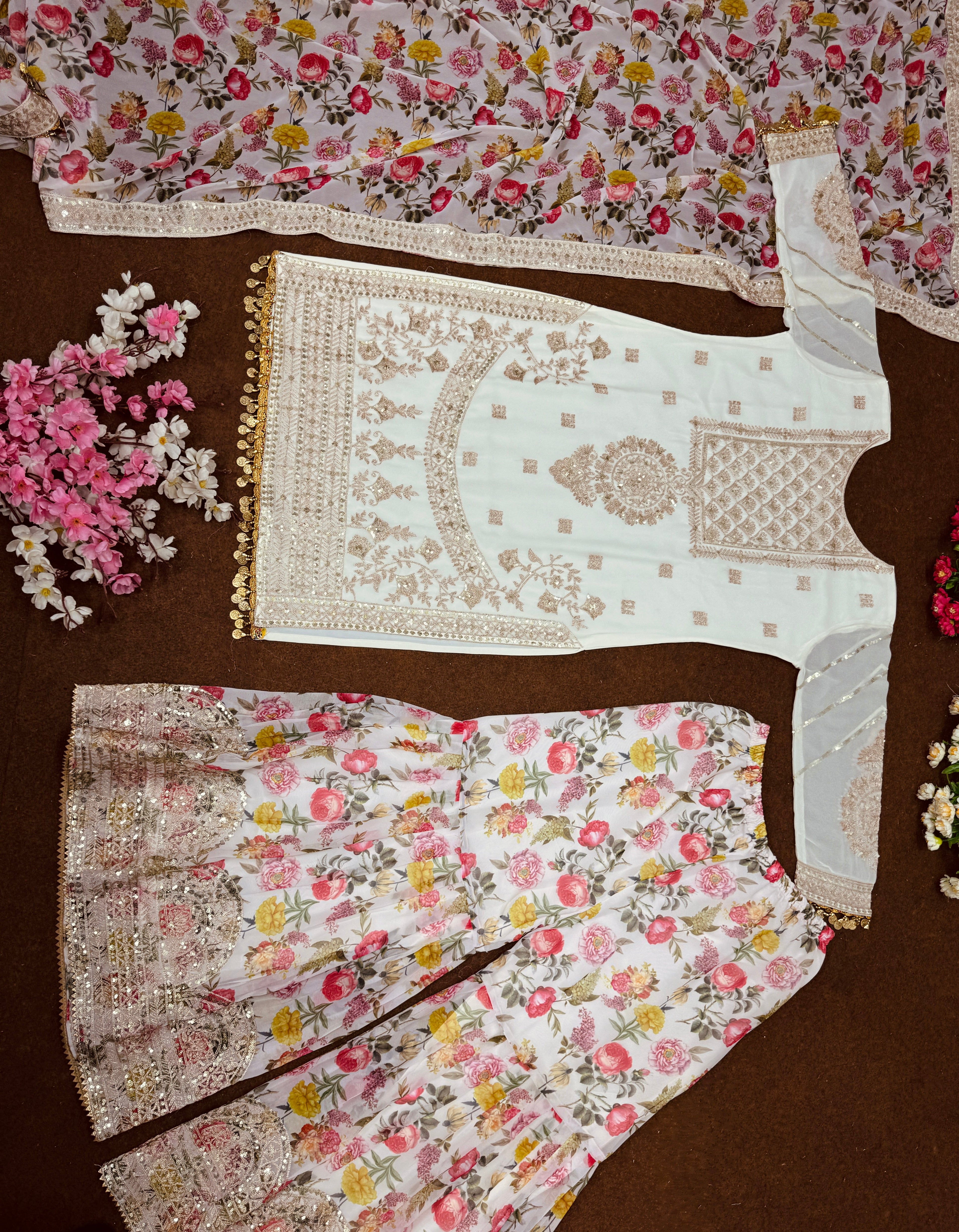 Beautiful Party Wear Top Plazzo And Dupatta With Digital Print