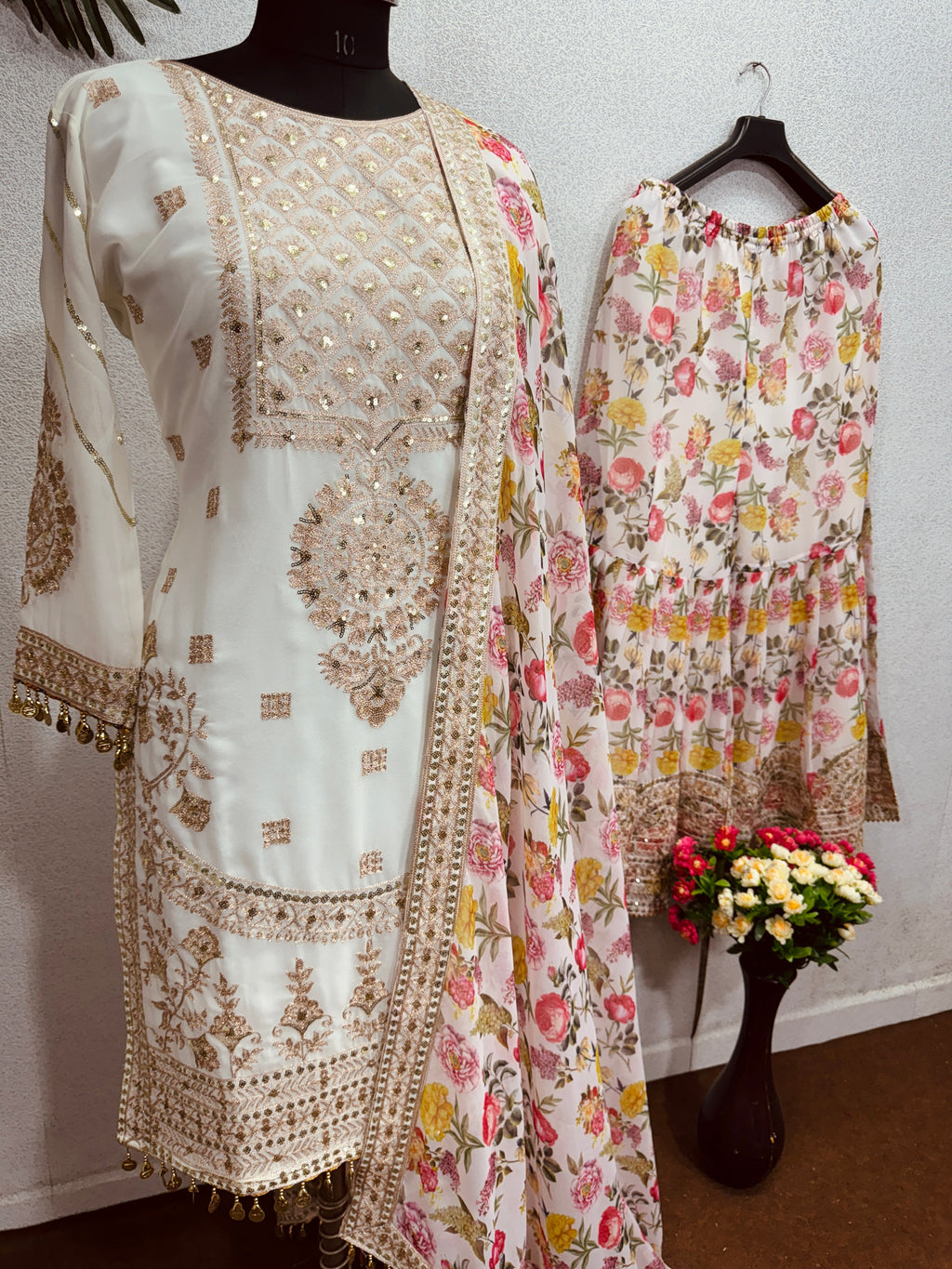 Beautiful Party Wear Top Plazzo And Dupatta With Digital Print